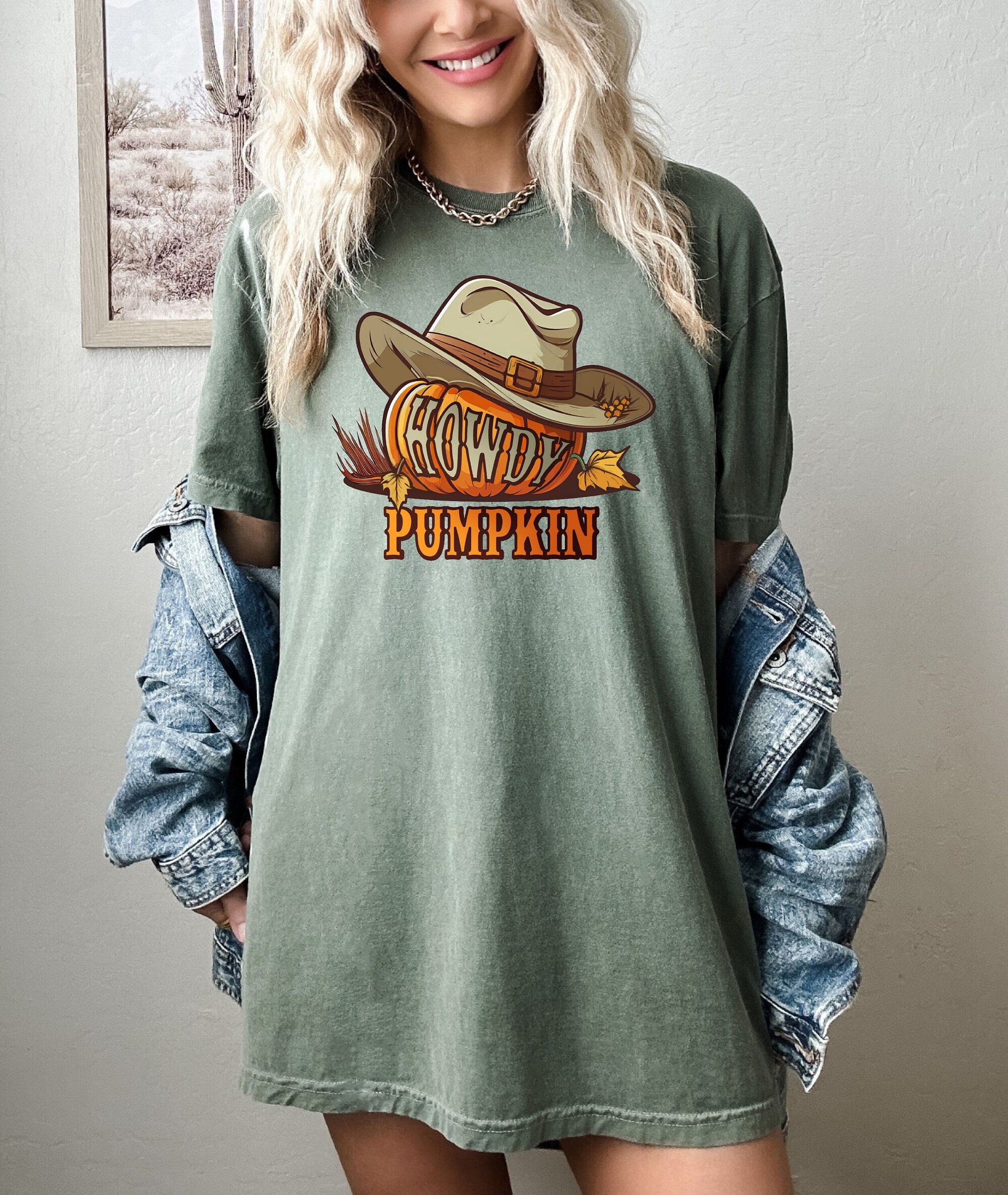 Howdy Pumpkin: Vintage Western Halloween Cowboy Cowgirl Tee image 0