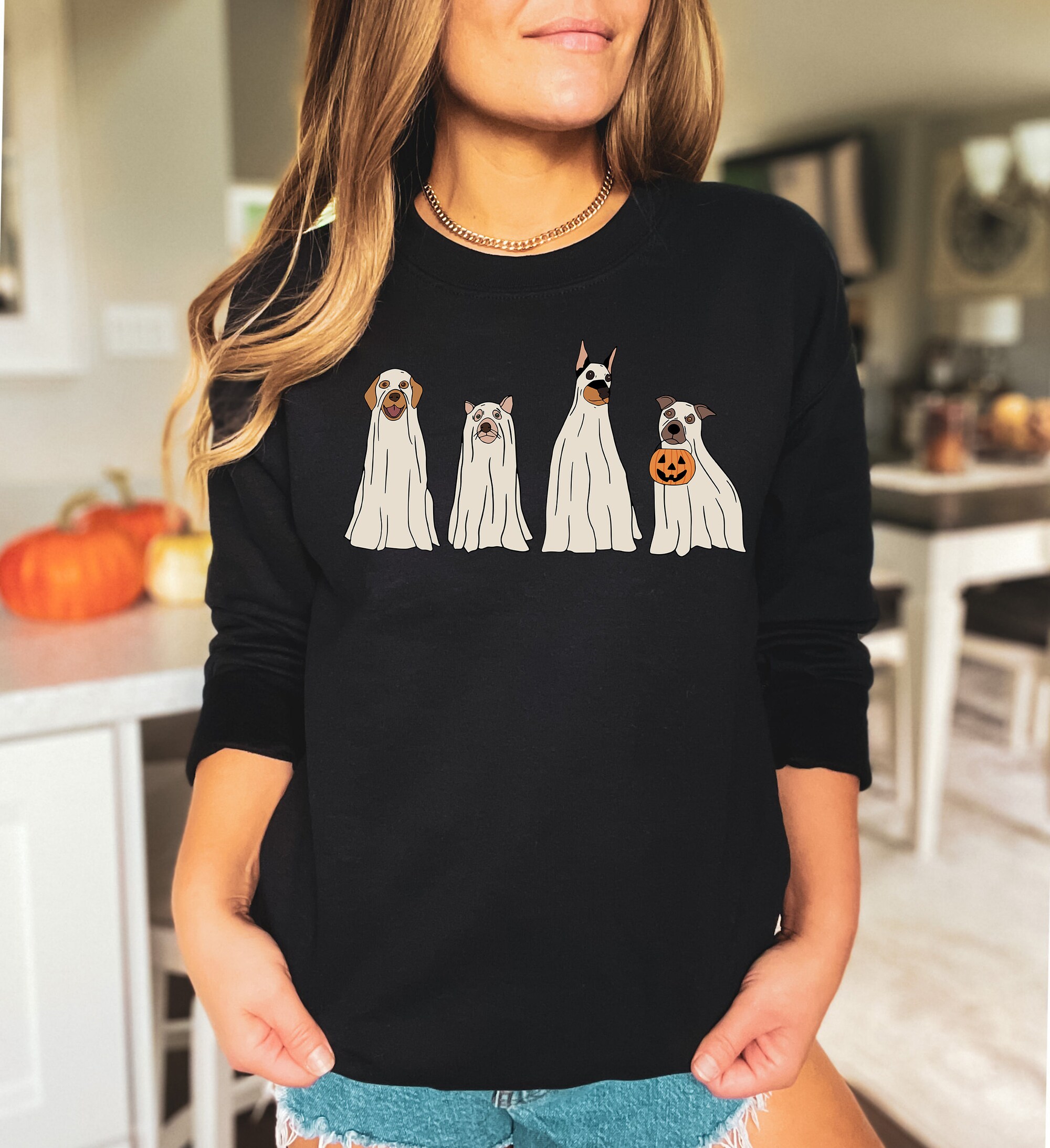 Boho Halloween: Cute Ghost Dog T-Shirts for Dog Lovers image 0