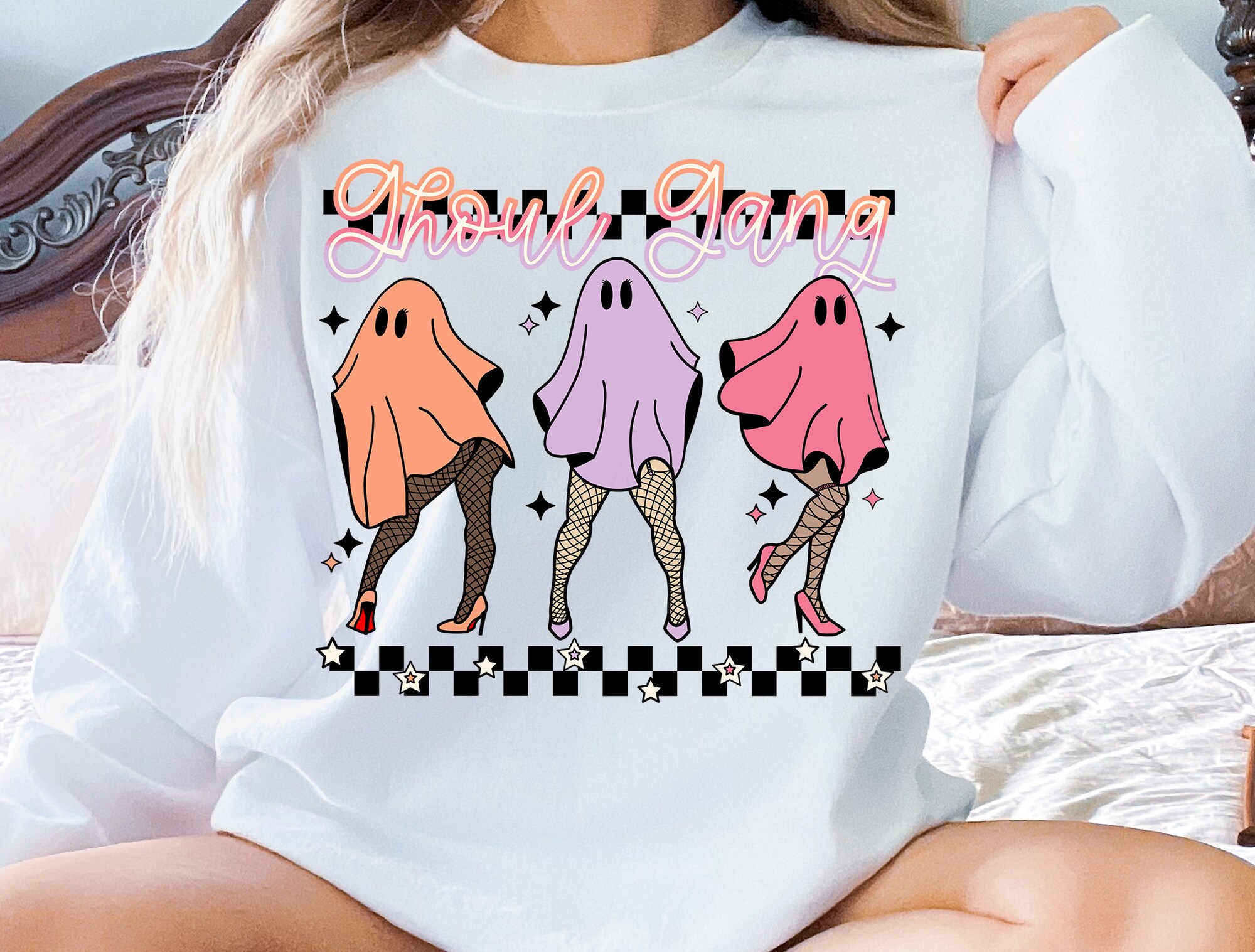 Funny & Spooky Checkered Halloween Squad Shirts image 2