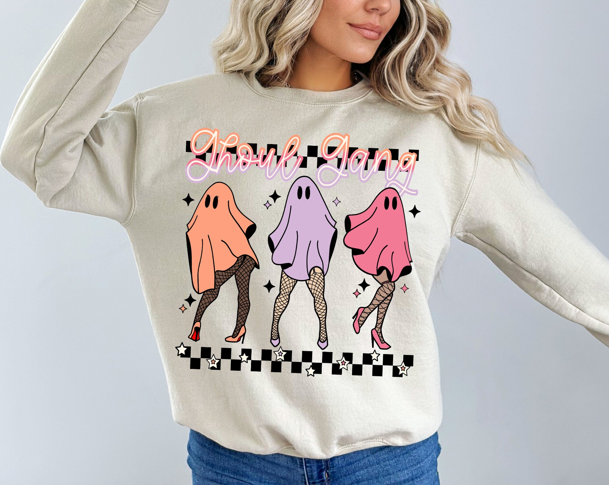 Funny & Spooky Checkered Halloween Squad Shirts image 0