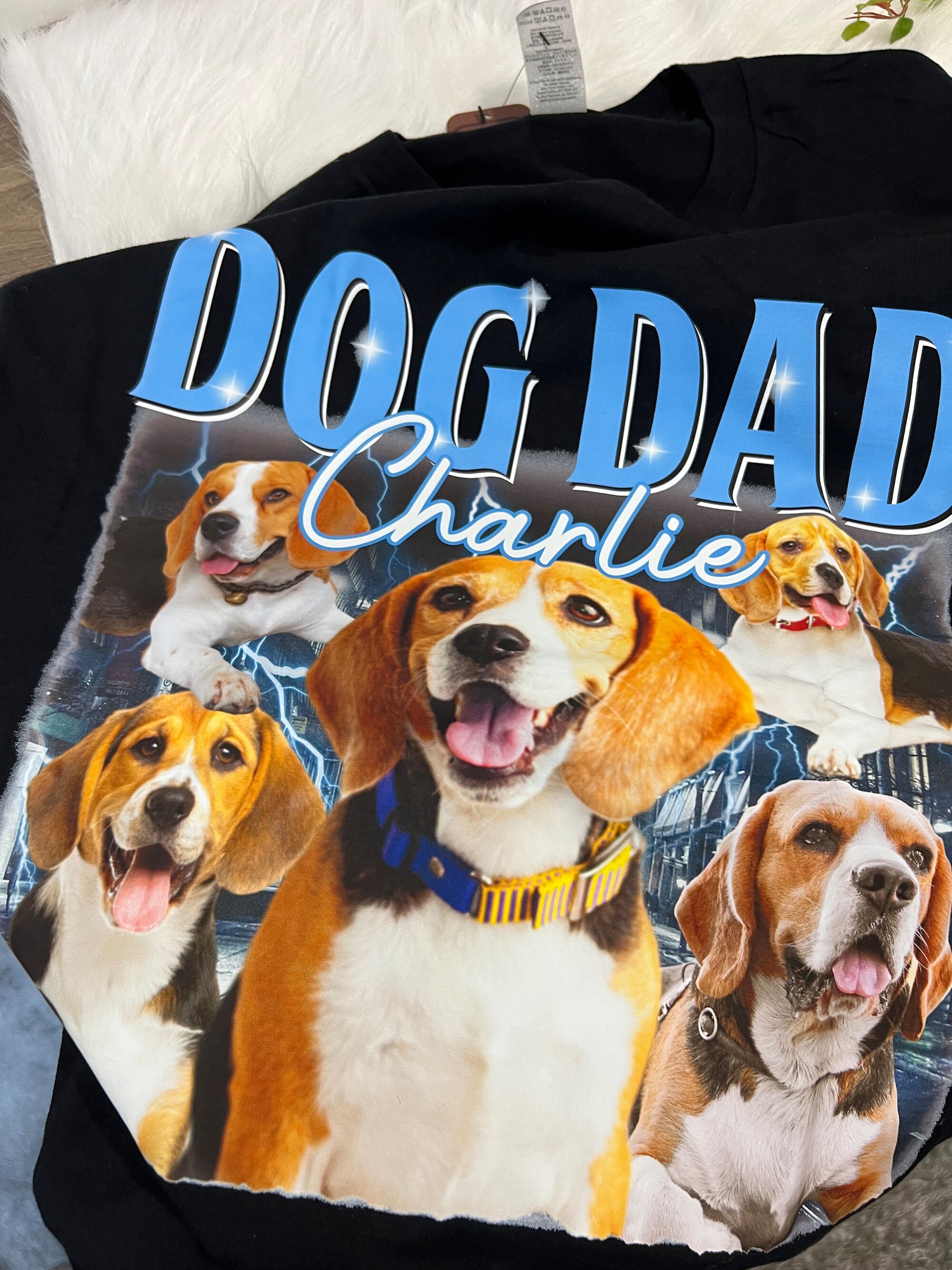 Custom Dog Face Bootleg Rap T-Shirt: Personalized Vintage Tee image 0