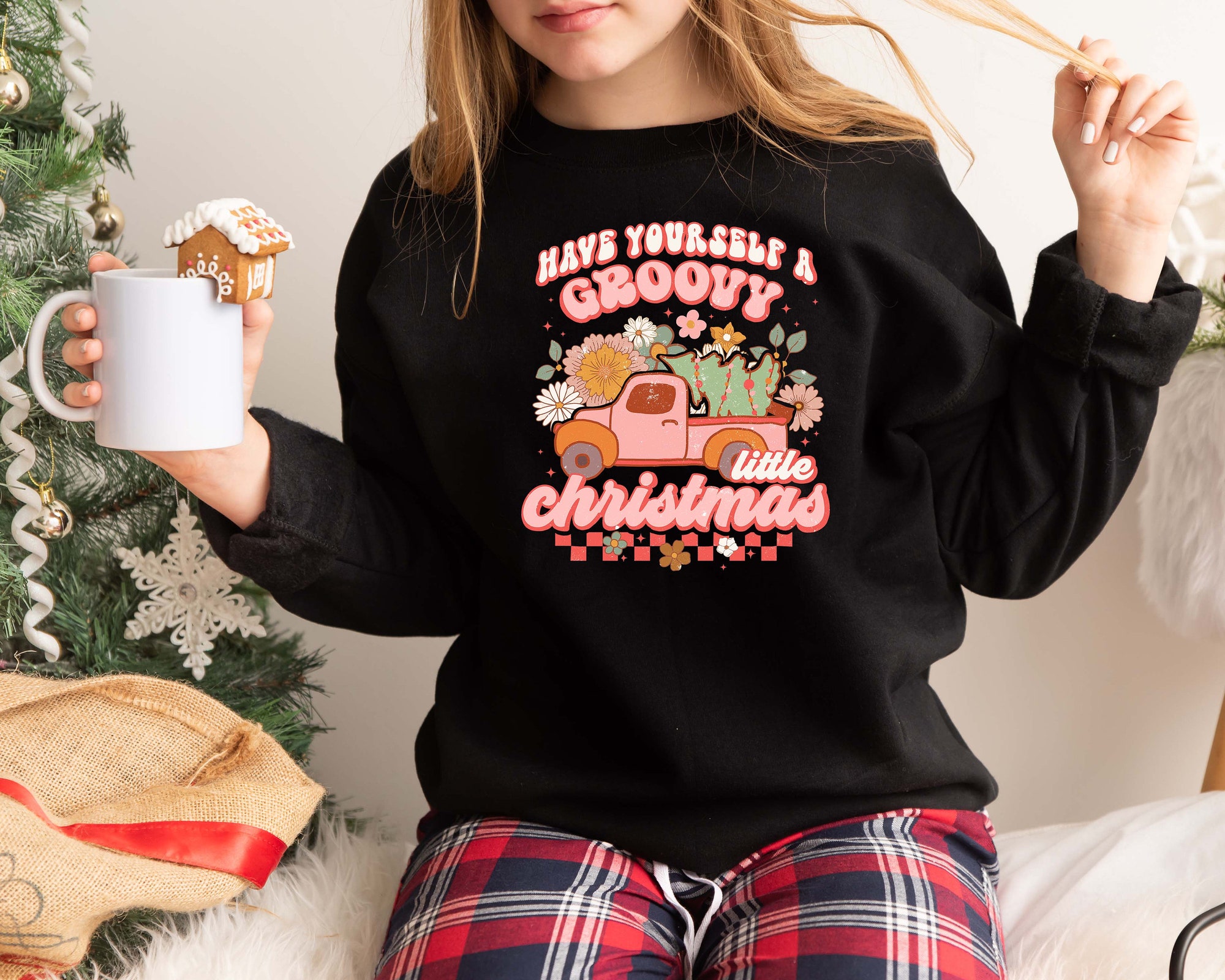 Groovy Little Christmas Sweatshirt | Unisex Holiday Gift Shirt image 2