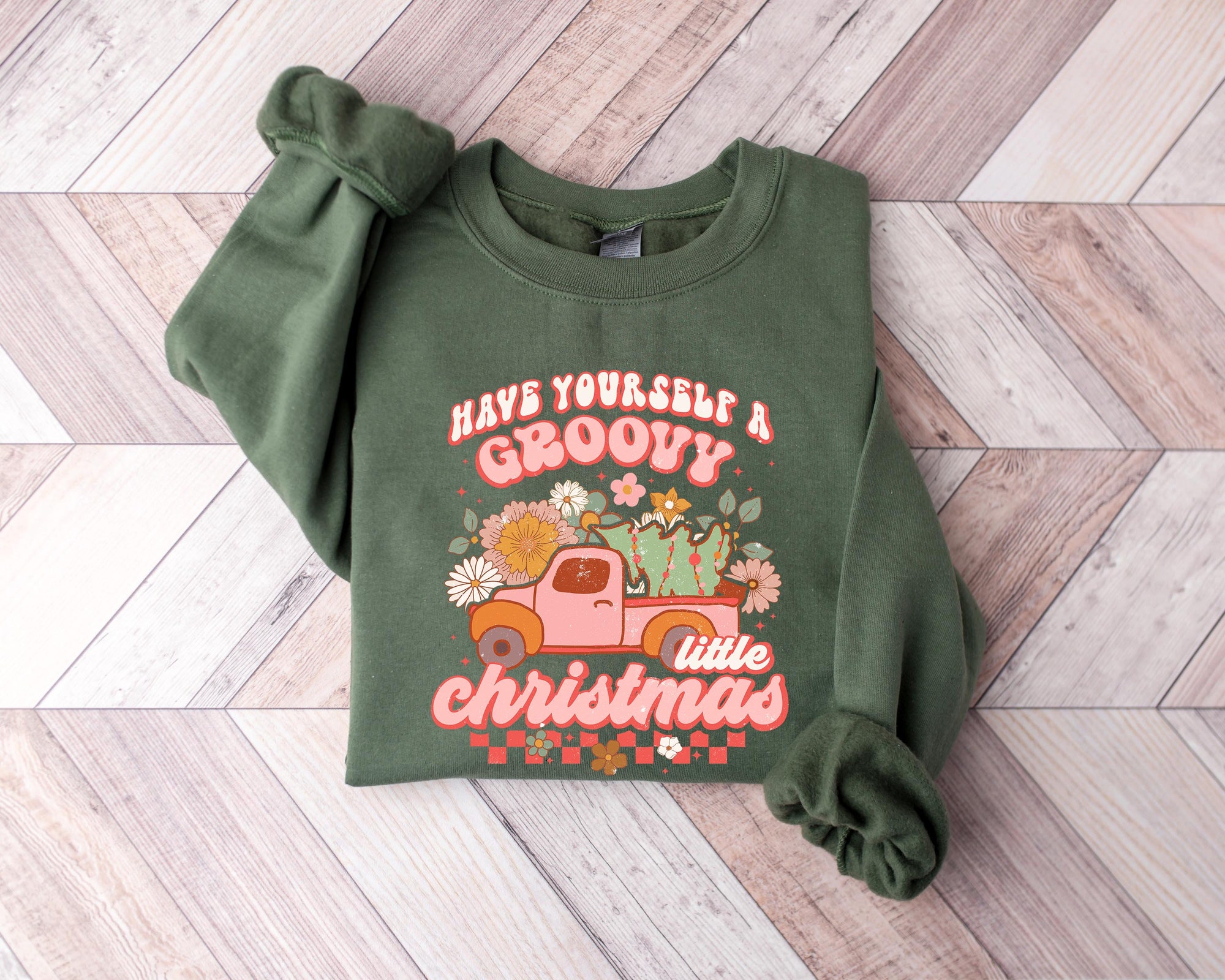 Groovy Little Christmas Sweatshirt | Unisex Holiday Gift Shirt image 1