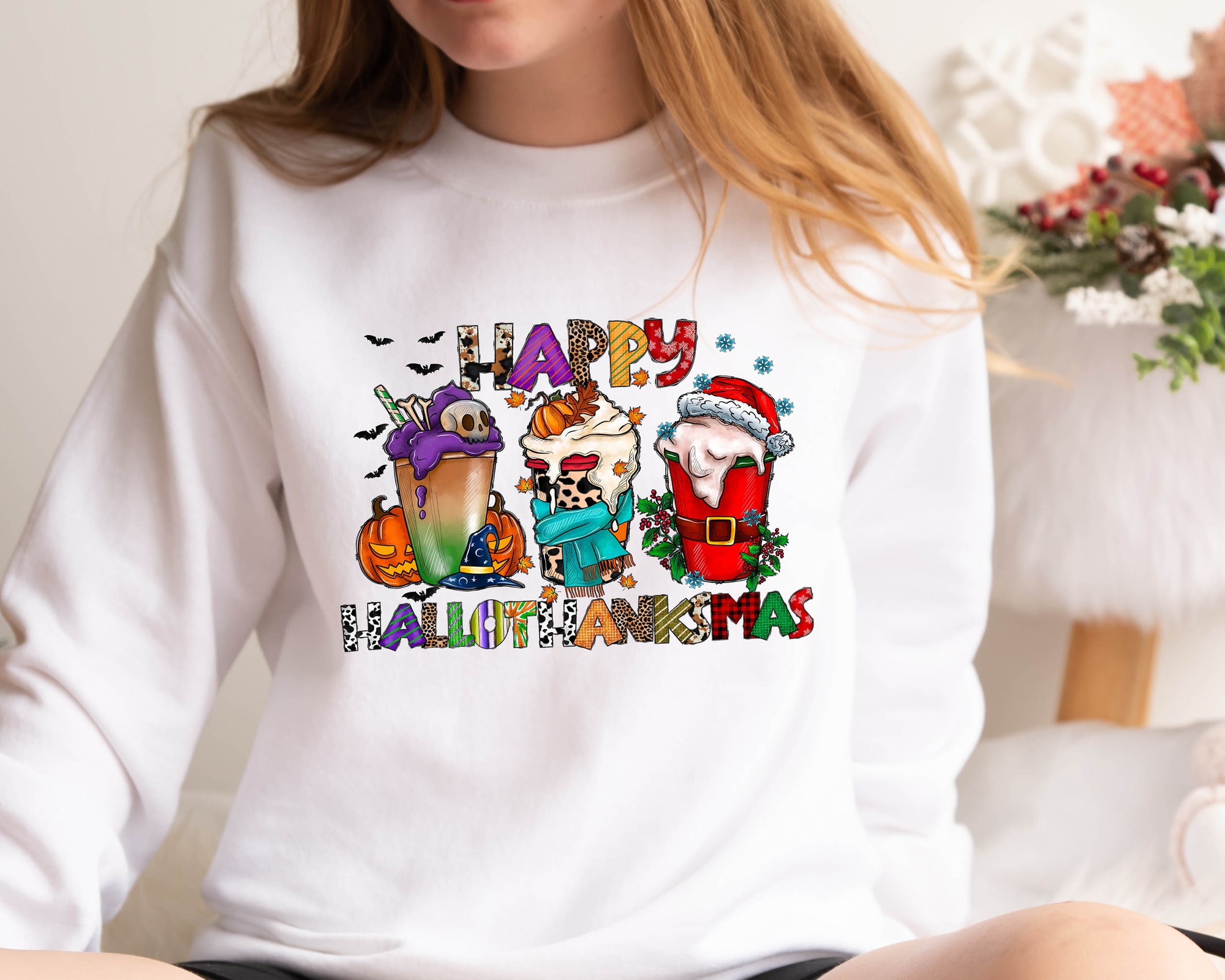 HalloThanksMas Shirt: Holiday Gnome Halloween Thanksgiving Christmas Gift image 3