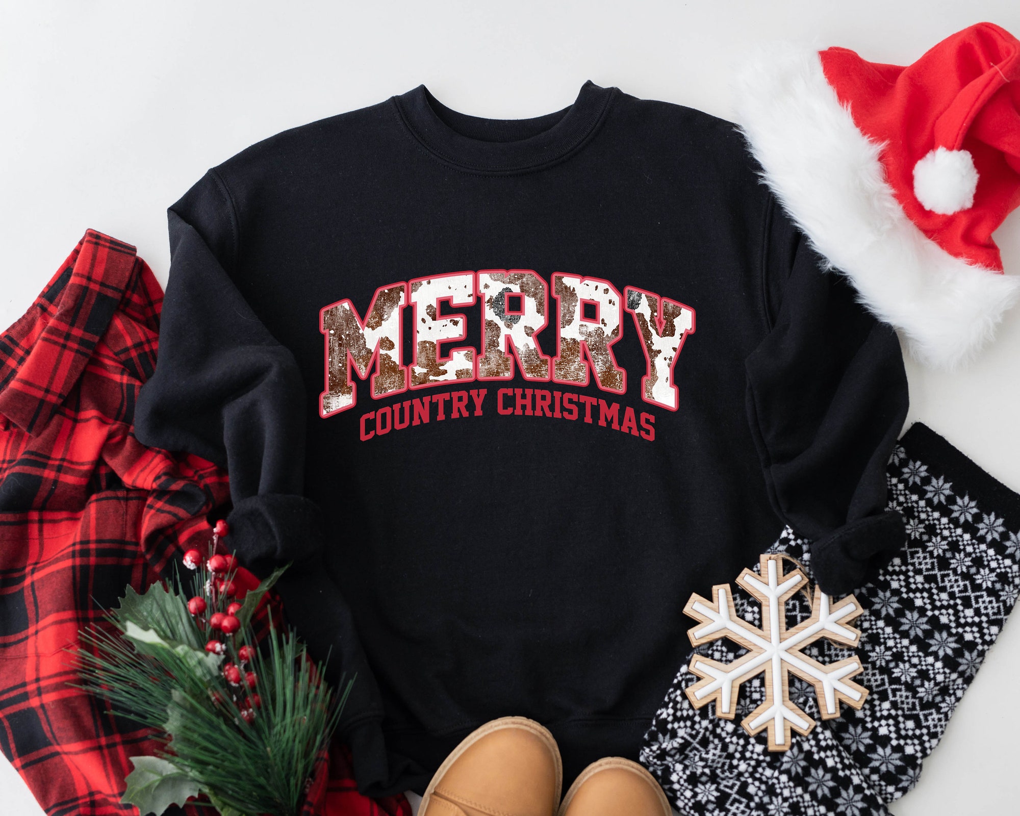 "Merry County Christmas Shirt: Cute Family Tree Holiday Tee" image 3