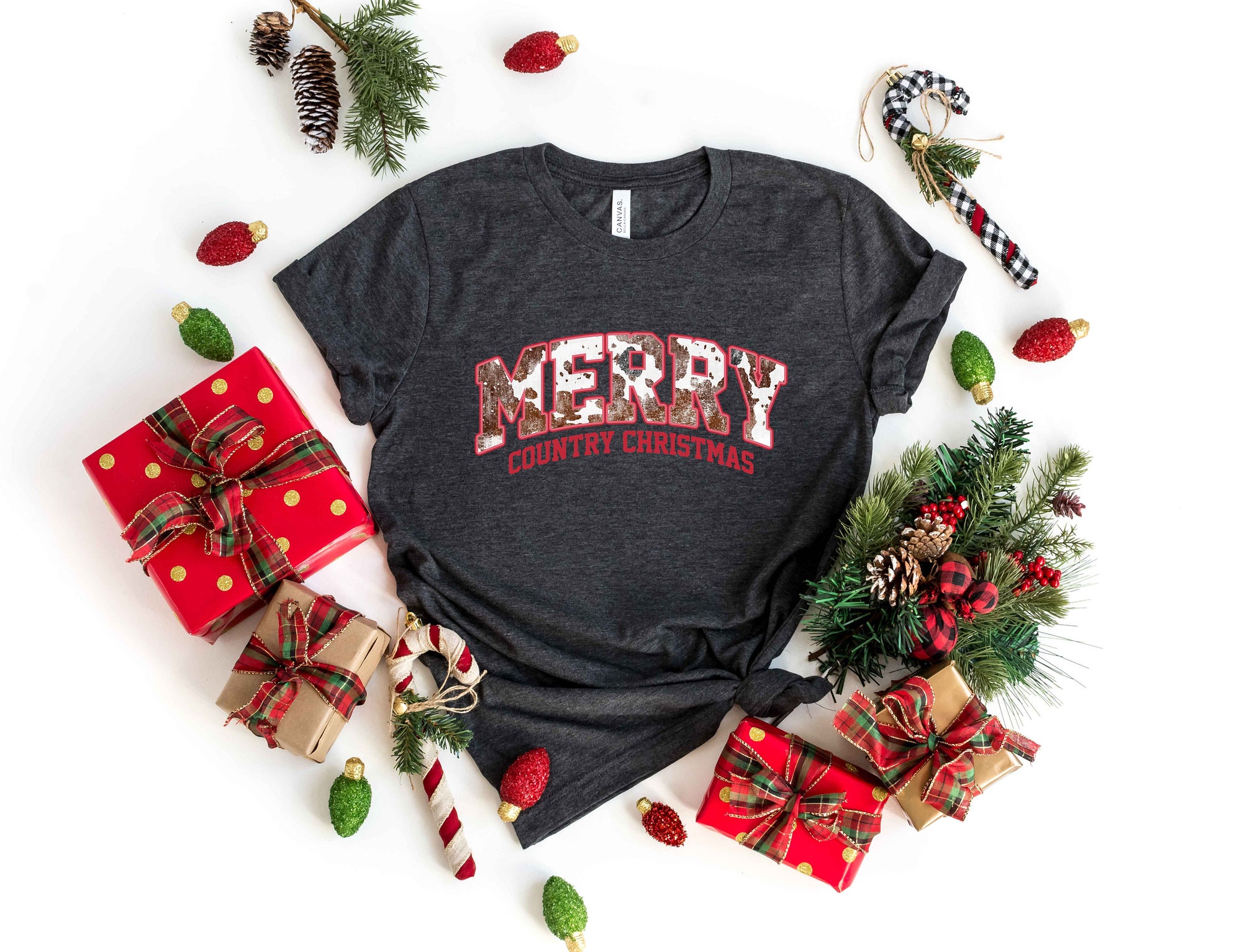 "Merry County Christmas Shirt: Cute Family Tree Holiday Tee" image 2