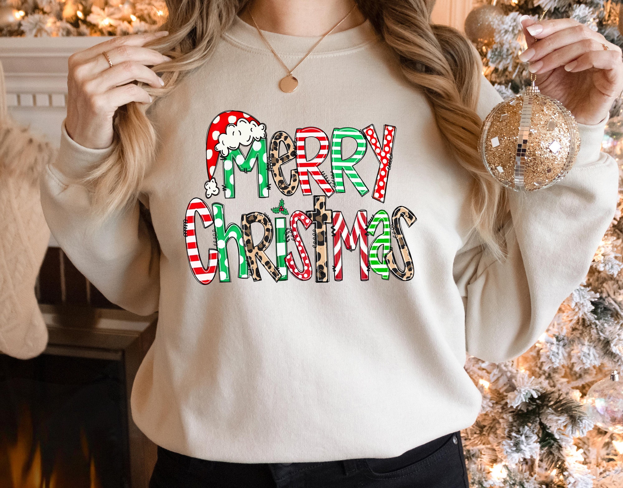 Merry Christmas Shirt | Cute Family Holiday Tree & Santa Apparel image 3