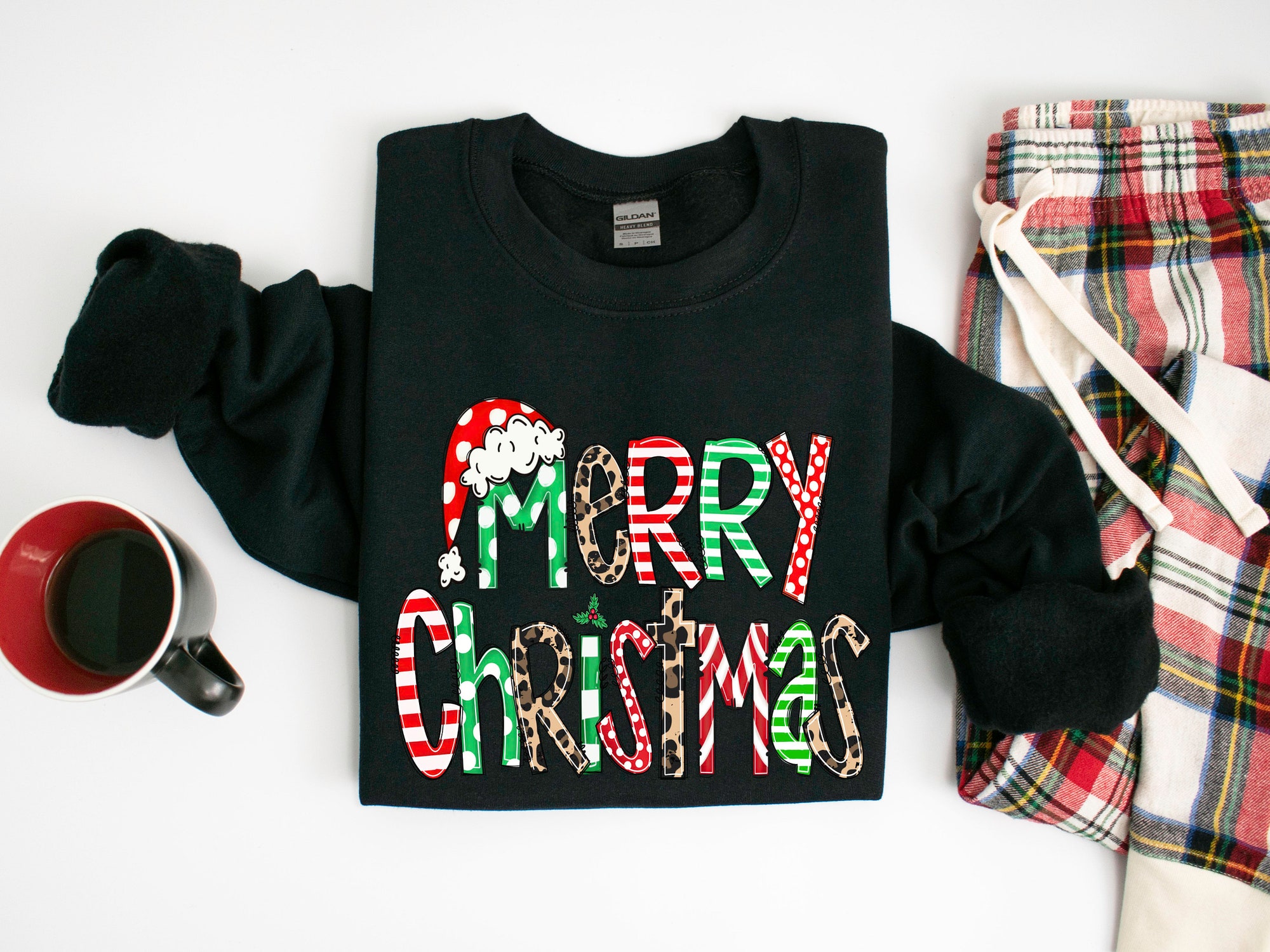 Merry Christmas Shirt | Cute Family Holiday Tree & Santa Apparel image 2