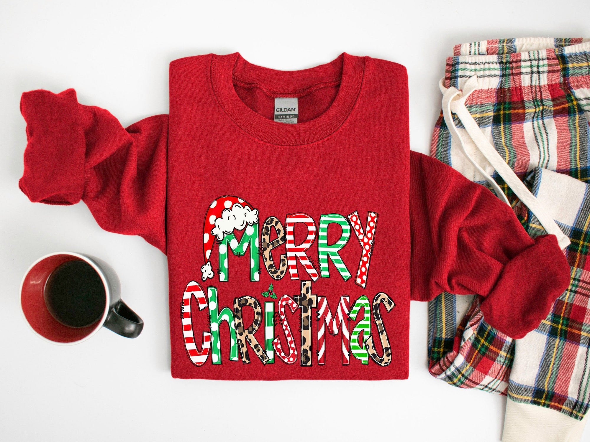 Merry Christmas Shirt | Cute Family Holiday Tree & Santa Apparel image 1