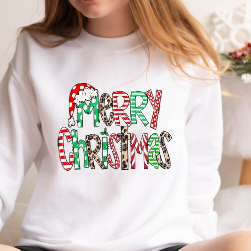 Merry Christmas Shirt | Cute Family Holiday Tree & Santa Apparel image 0