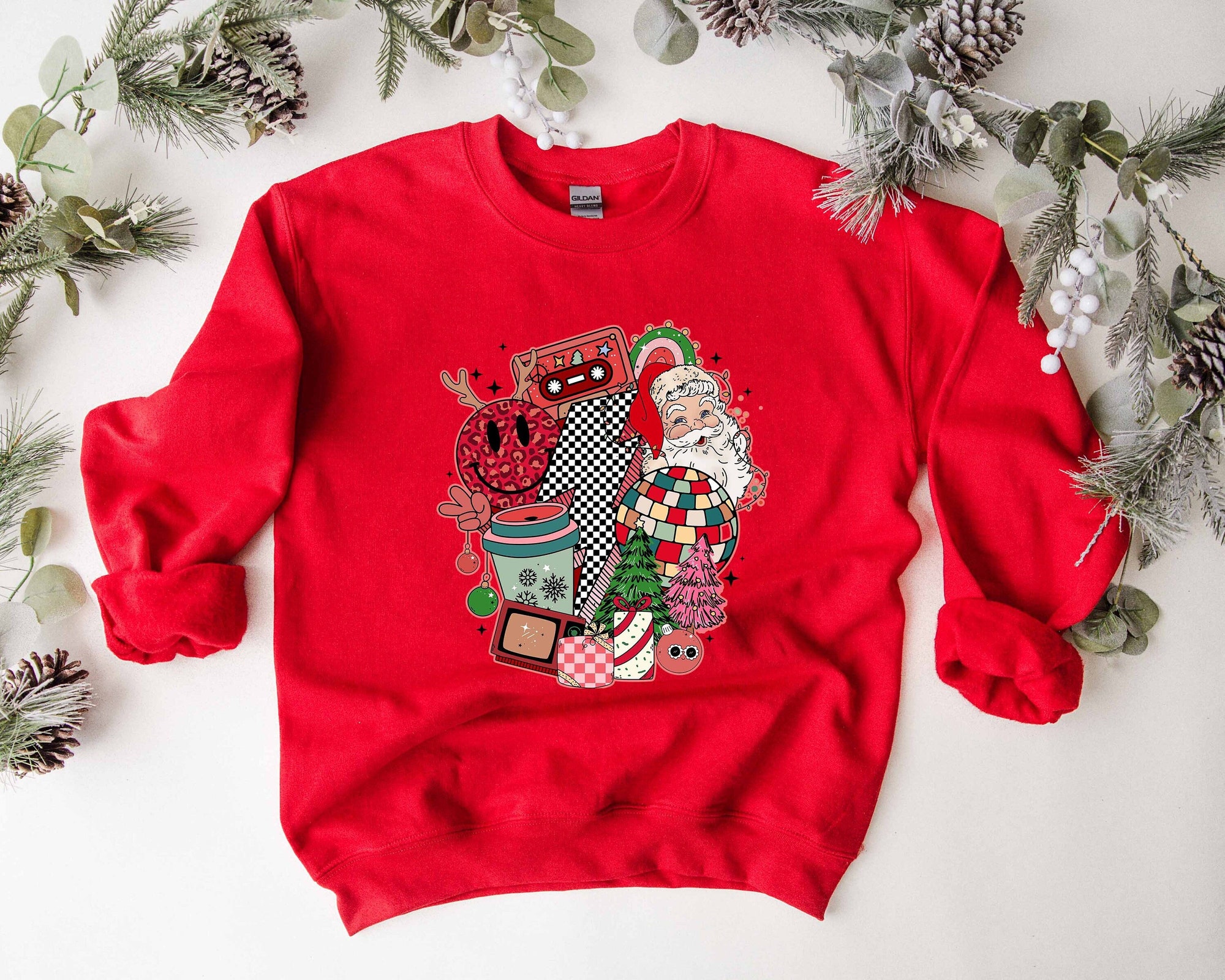 Christmas Music Cassette Tapes Sweatshirt: Songs Party Shirt Retro Gift Tee image 0