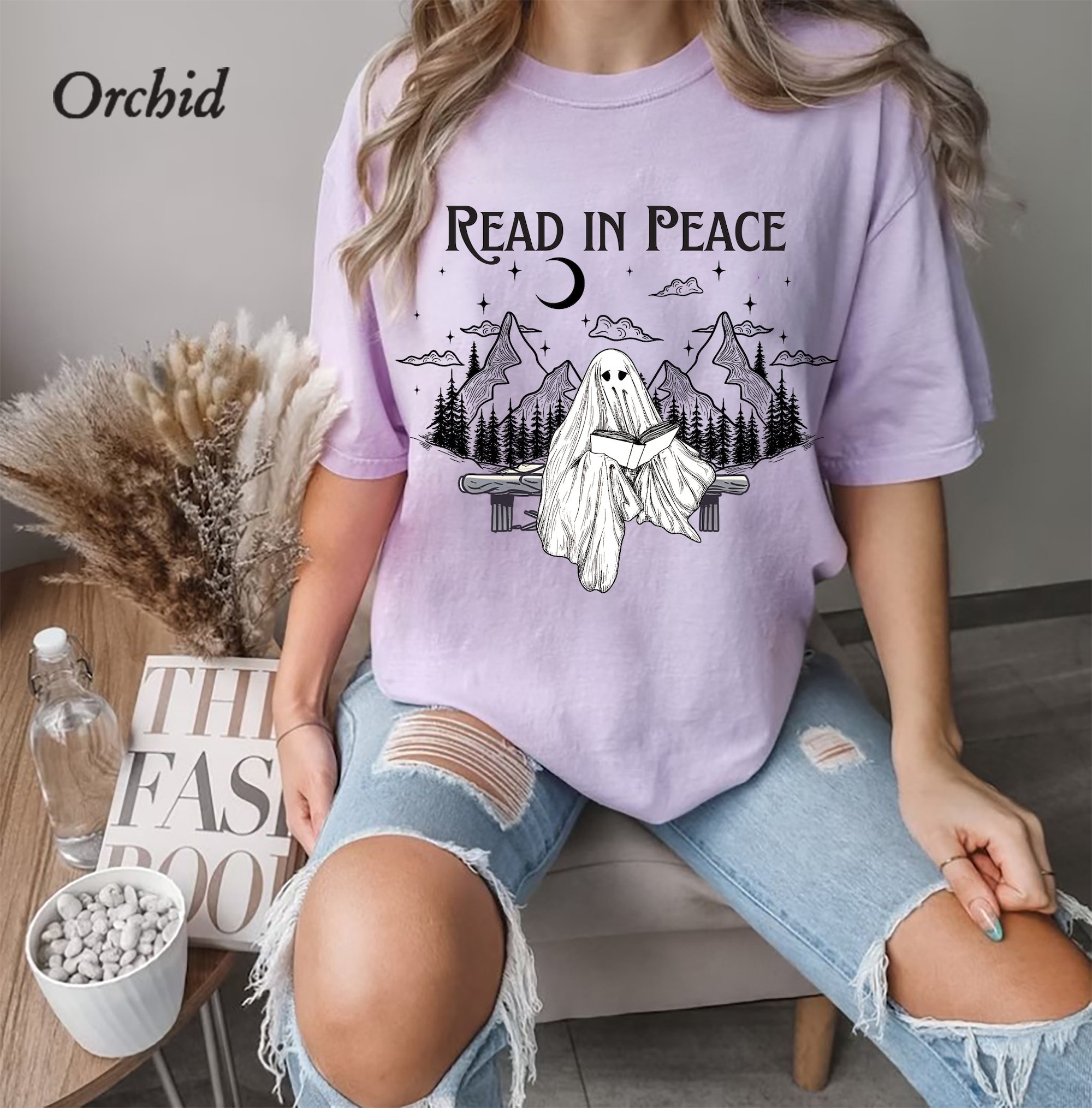 Book Lover Halloween Funny Ghost Nerd Teacher Librarian Spooky Season Shirt image 3