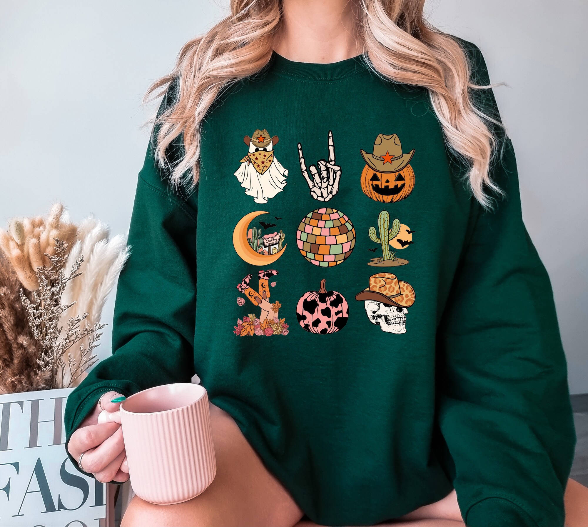 Western Halloween Sweatshirt Spooky Pumpkin T-Shirt Cowboy Cowgirl Shirt image 1