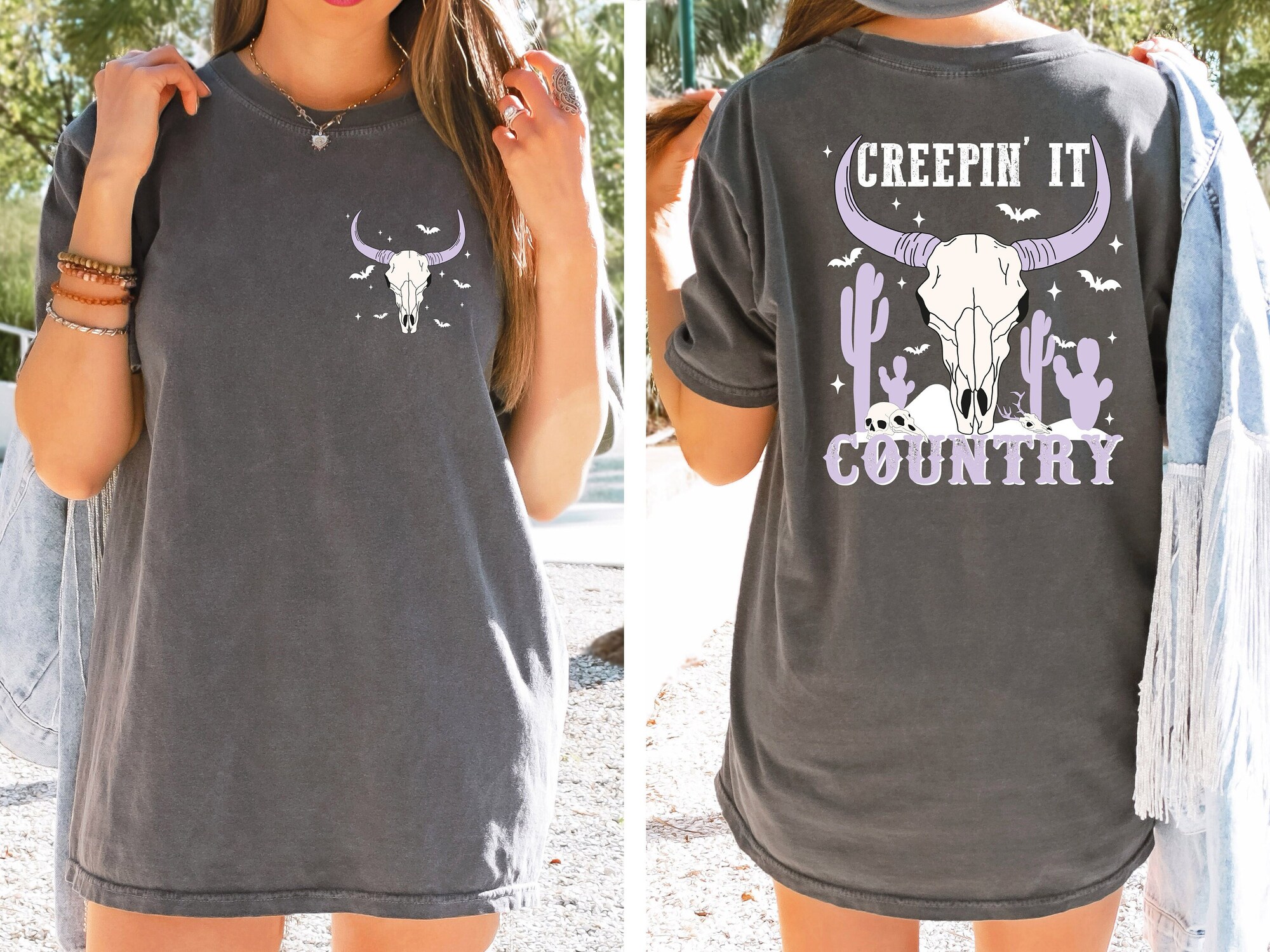Creepin It Country Shirt: Cowboy Ghost Western Halloween Tee image 0