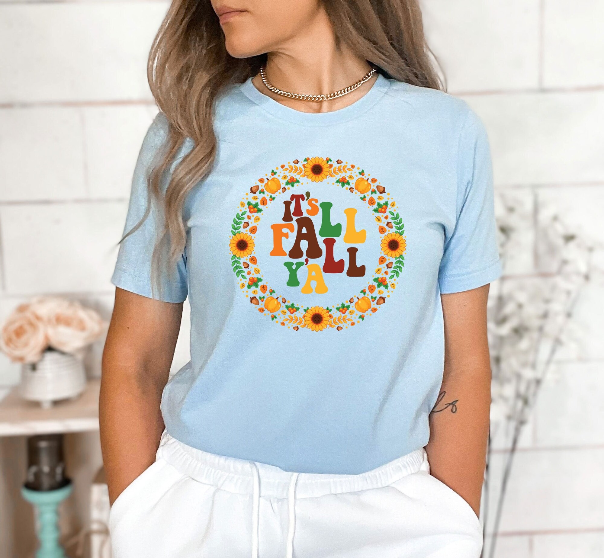 It's Fall Y'all Shirt, Fall Women Shirt, Thanksgiving Family Shirt, Cute Turkey Shirt, Autumn Tee, Thanksgiving Mom Tshirt, Fall Shirt image 1