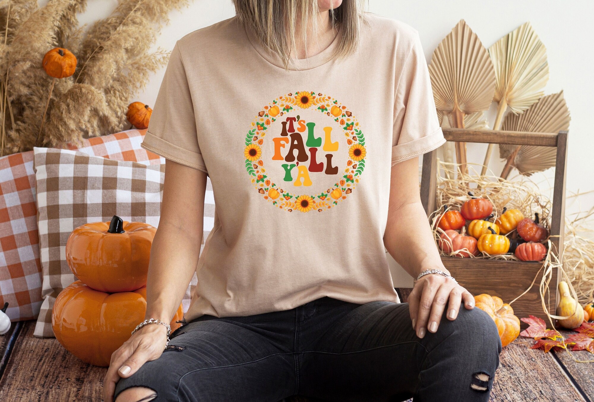 It's Fall Y'all Shirt, Fall Women Shirt, Thanksgiving Family Shirt, Cute Turkey Shirt, Autumn Tee, Thanksgiving Mom Tshirt, Fall Shirt image 2