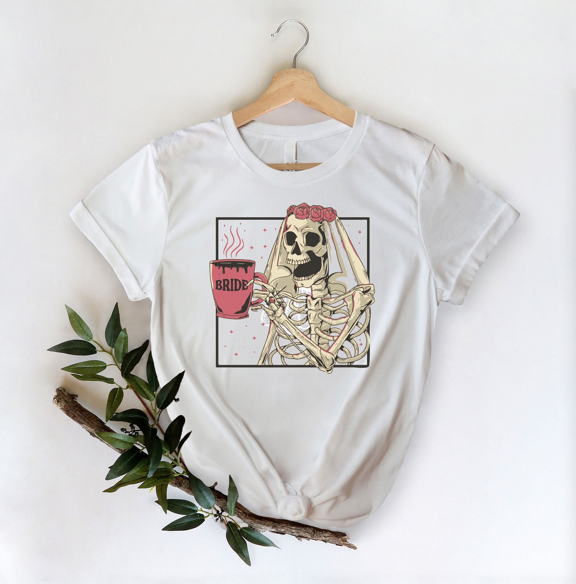 Funny Skeleton Bride Shirt - Halloween Bachelorette Party Tee image 2