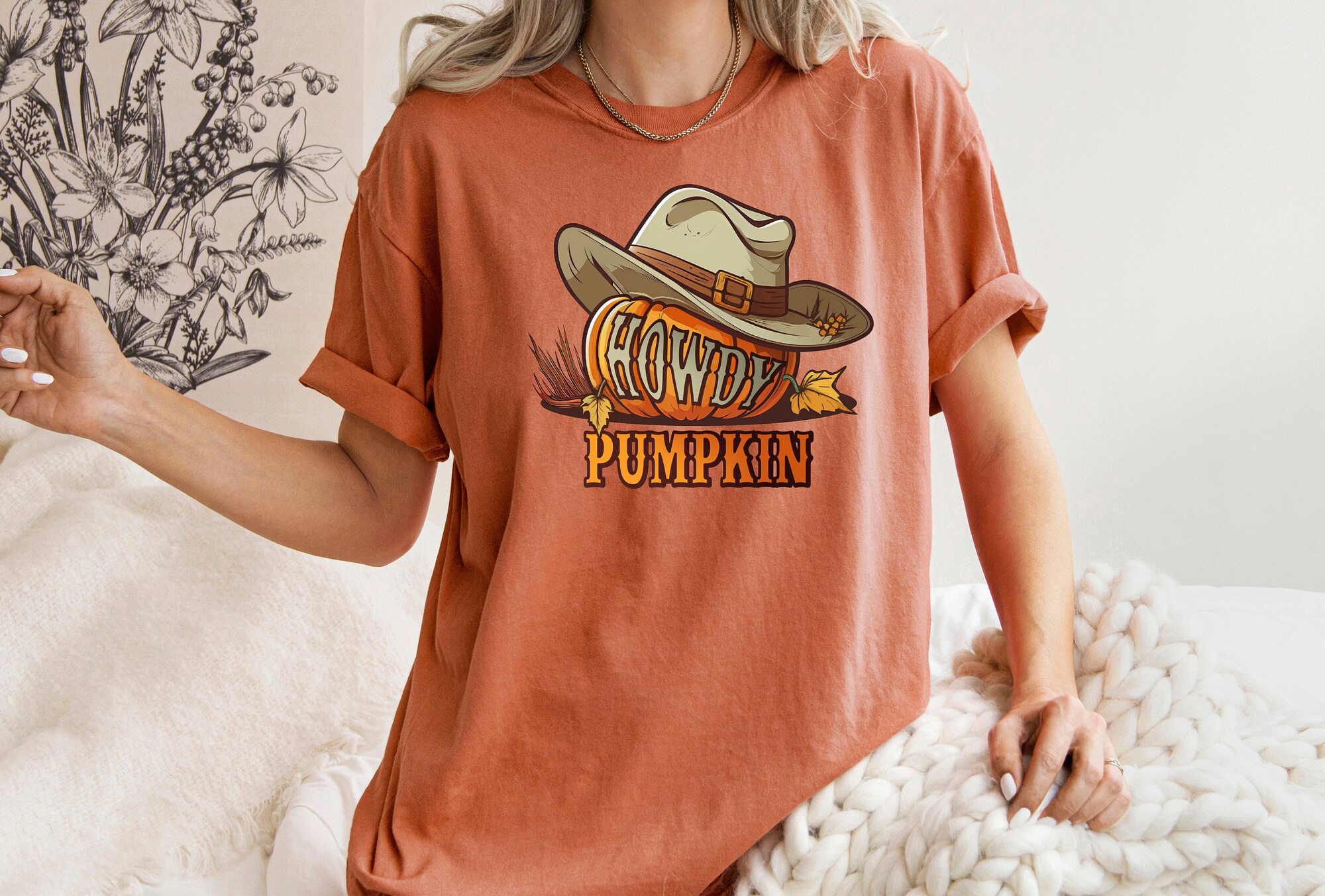 Howdy Pumpkin: Vintage Western Halloween Cowboy Cowgirl Tee image 3