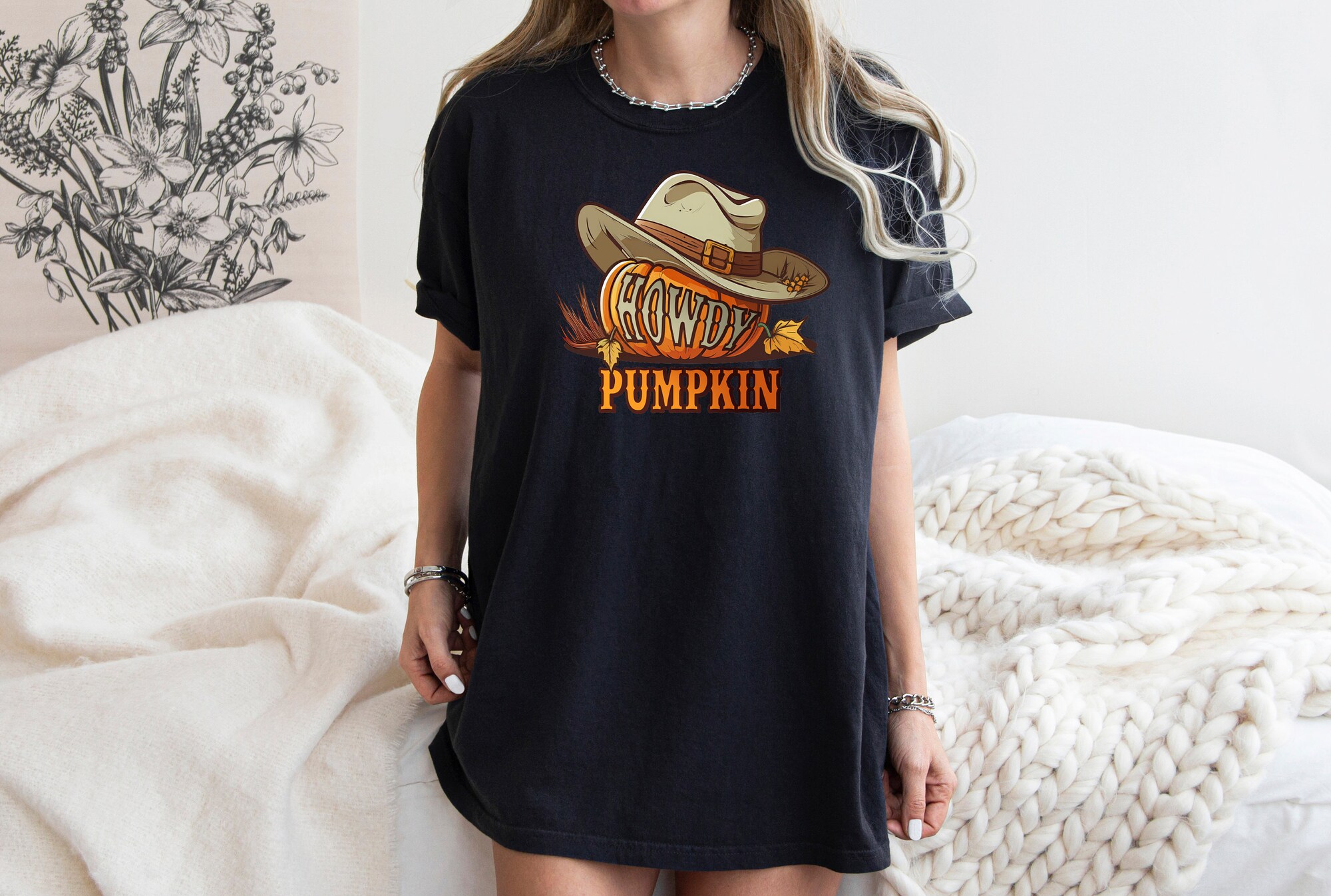 Howdy Pumpkin: Vintage Western Halloween Cowboy Cowgirl Tee image 4