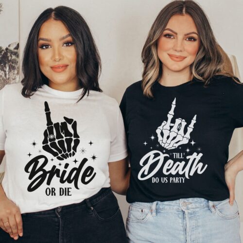 Spooky & Goth Bachelorette Party Shirts - Bride or Die Tees image 0