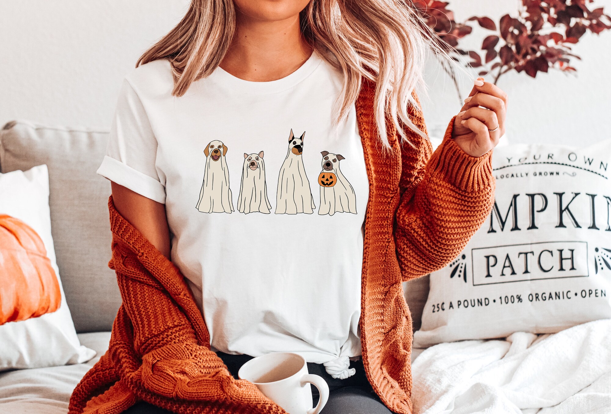 Boho Halloween: Cute Ghost Dog T-Shirts for Dog Lovers image 1