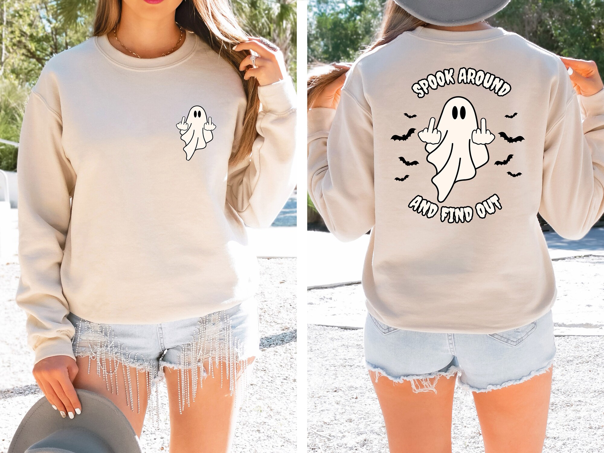 Spook Around and Find Out Sweatshirt Funny Halloween Sweater Ghostly Halloween image 3