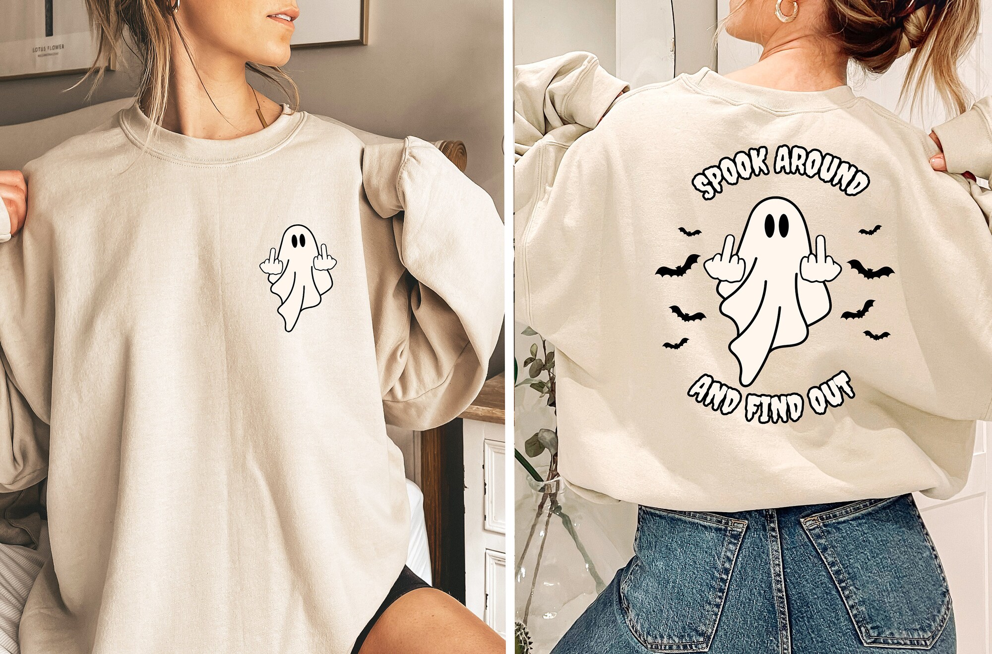 Spook Around and Find Out Sweatshirt Funny Halloween Sweater Ghostly Halloween image 1