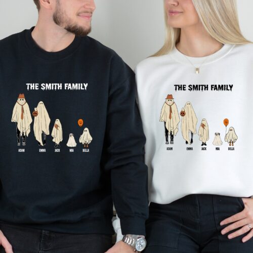 Customized Family Matching Ghouls Shirt: Personalized Halloween Family Portrait Tee image 0