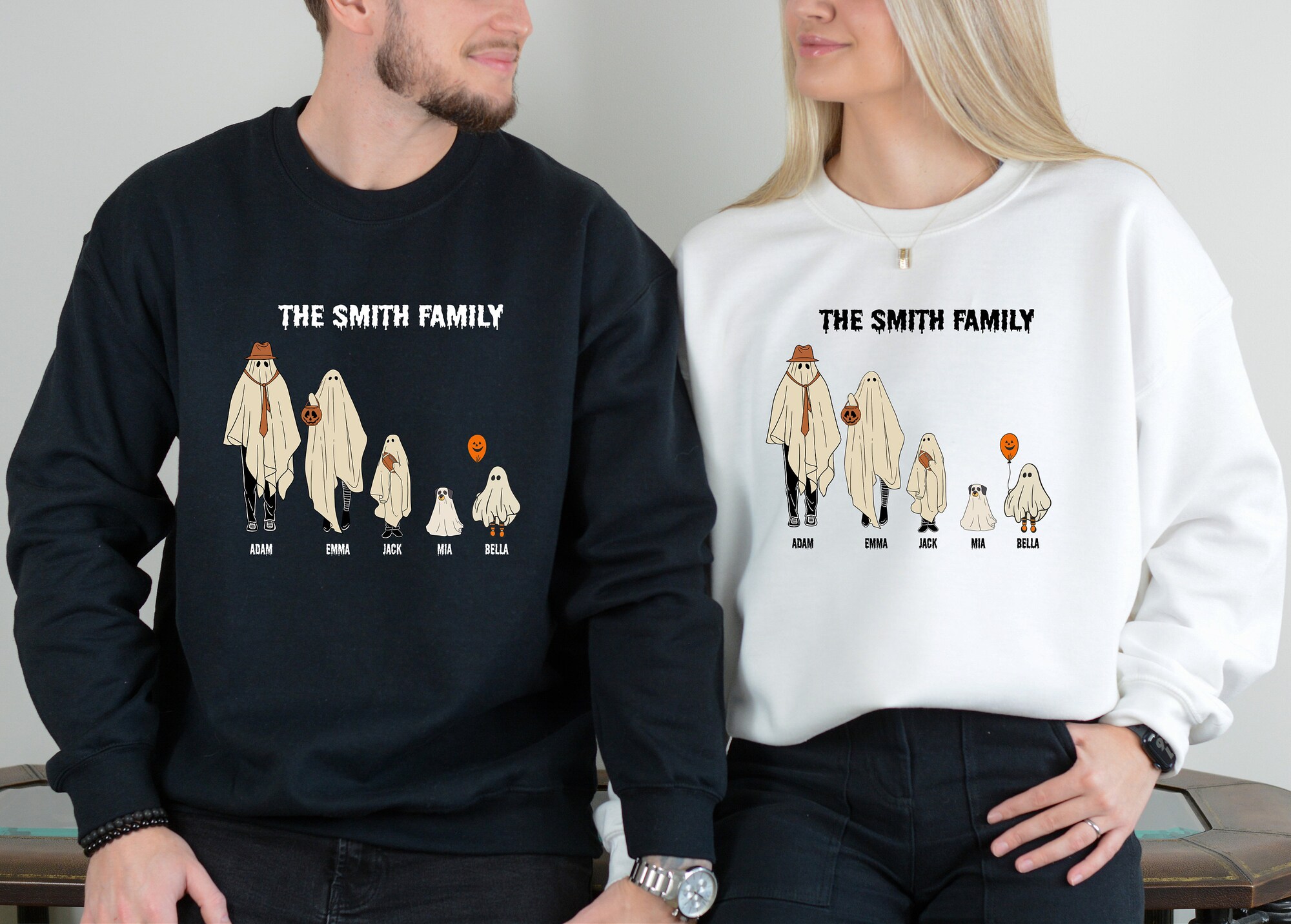 Customized Family Matching Ghouls Shirt: Personalized Halloween Family Portrait Tee image 0