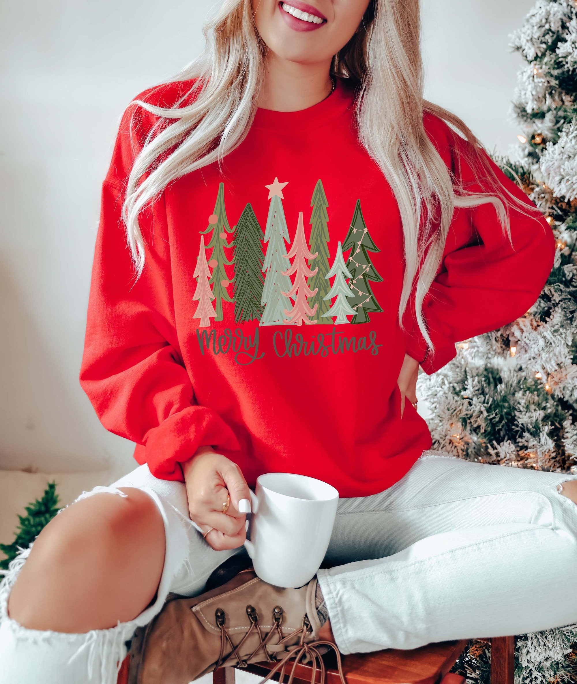 Christmas Tree Sweatshirt: Cake Sweater Tis The Season Party Tee image 3