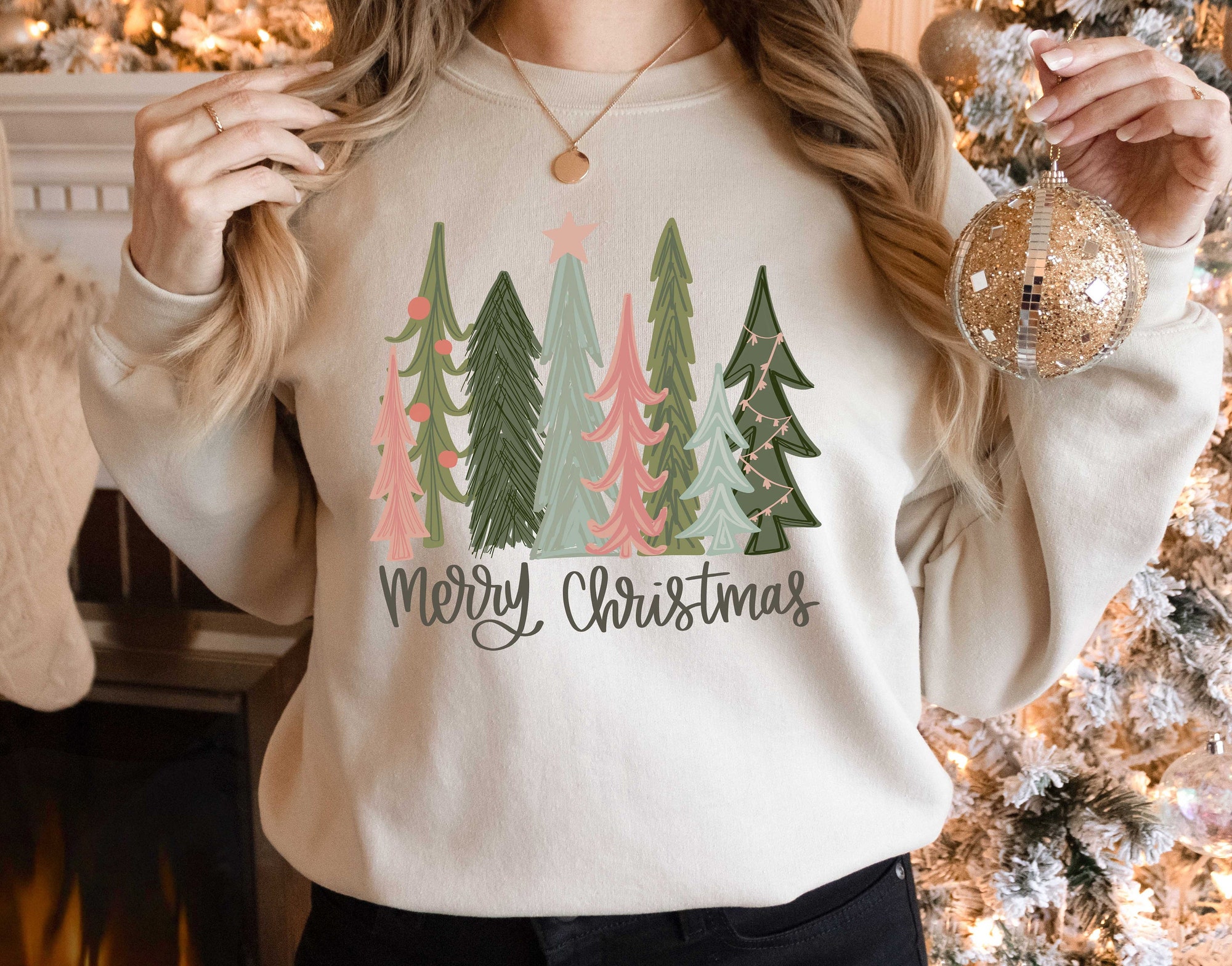 Christmas Tree Sweatshirt: Cake Sweater Tis The Season Party Tee image 0