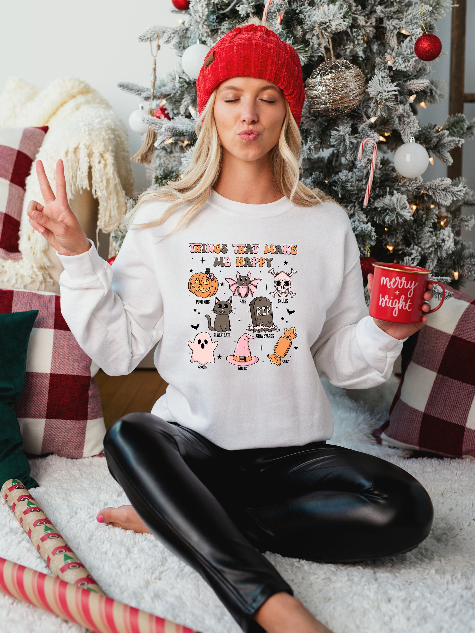 Retro Halloween Sweatshirt Halloween aRetro Halloween Sweatshirt for WomenHalloween Shirt for Women Happy Halloween Shirt Funny Halloween ShirtHalloween Witches Halloween image 2