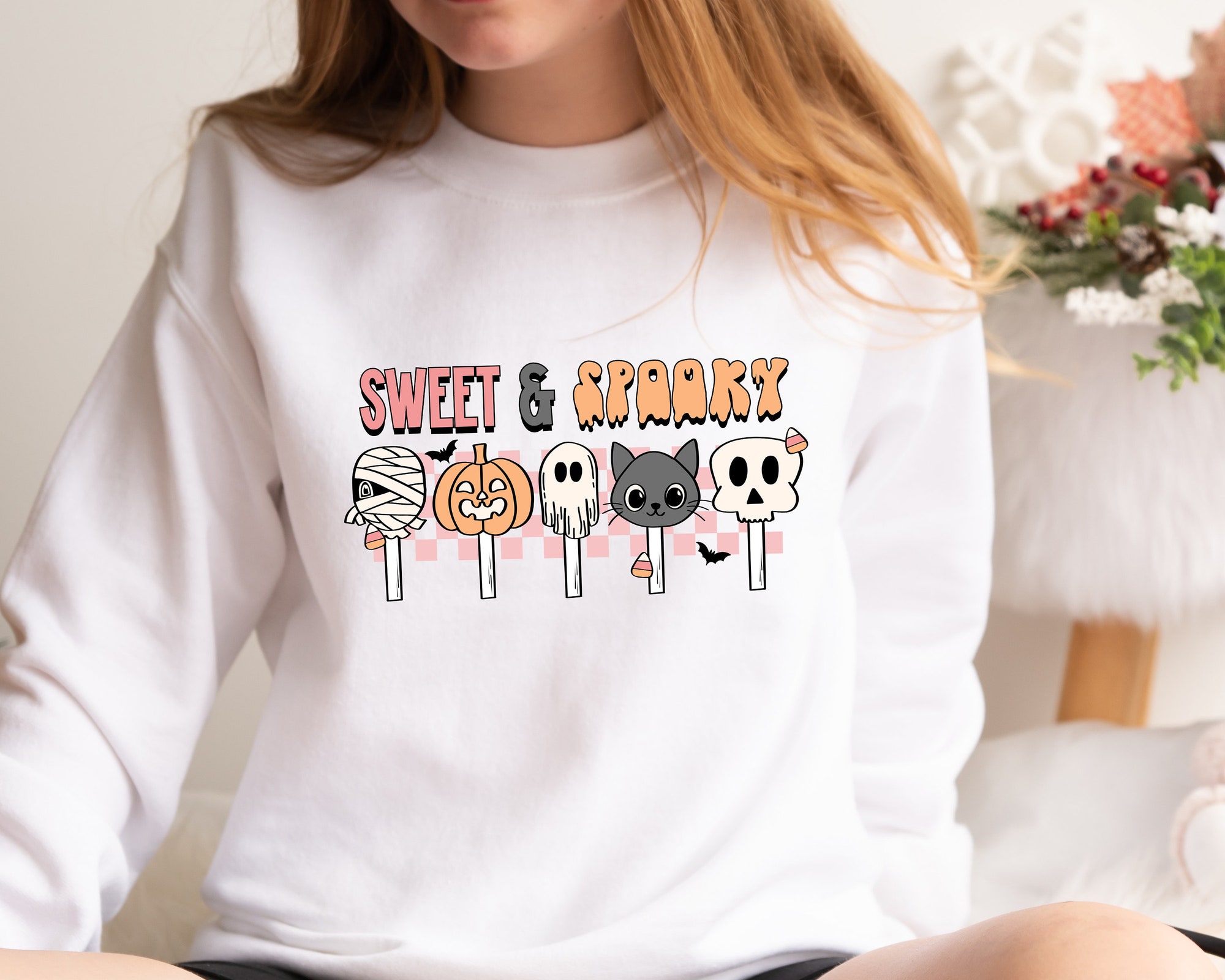 Sorta Sweet Sorta Spooky Floral Pumpkin Halloween Tee image 3