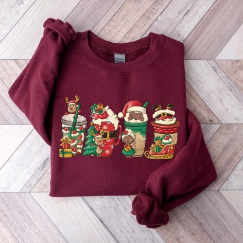 Christmas Santa Coffee Shirt: Peppermint Iced Latte Snowmen Winter Women Tee image 0