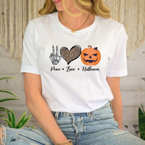 Peace Love Halloween Pumpkin Tee image 0