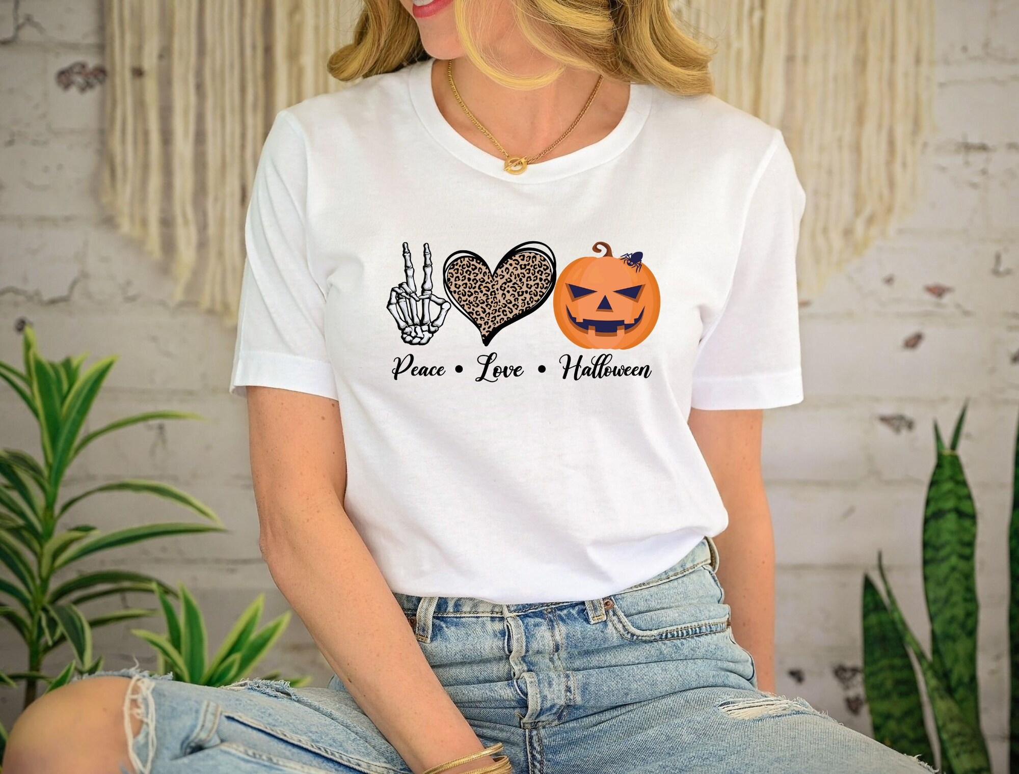 Peace Love Halloween Pumpkin Tee image 0