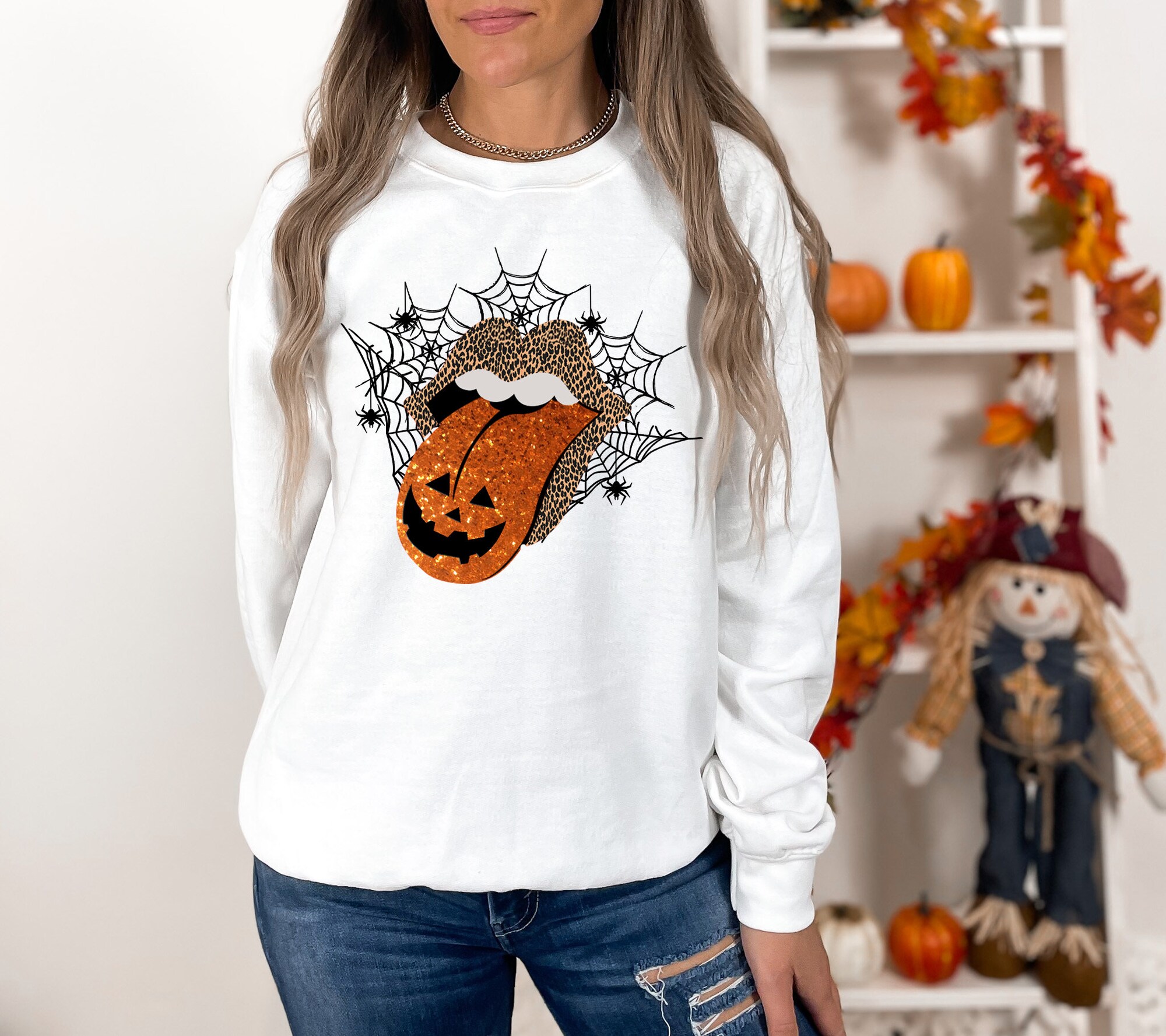 Pumpkin Lips: Trendy Women's Halloween Shirt image 3