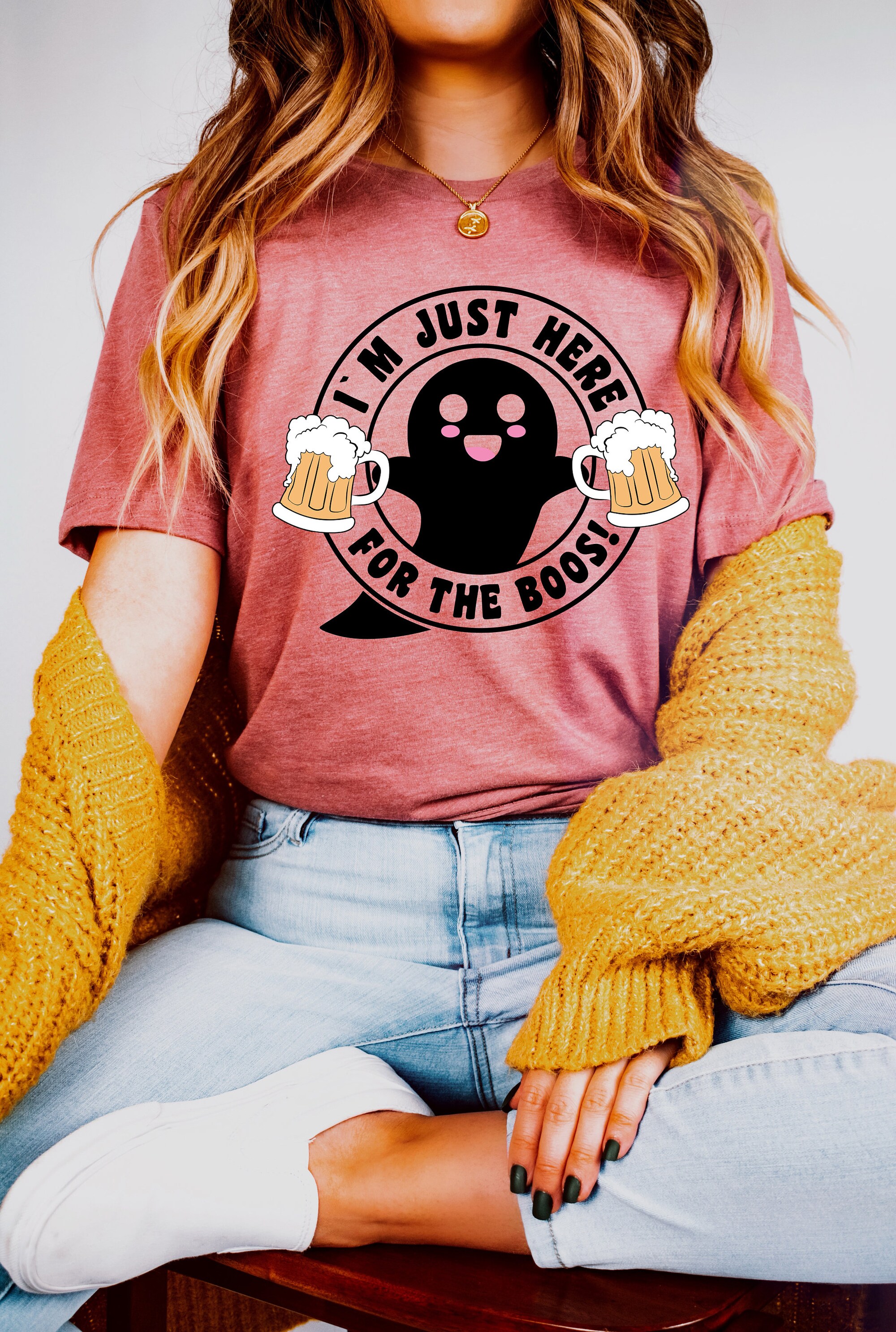 Just Here For The Boos: Funny Halloween Skater Ghost Shirt image 3