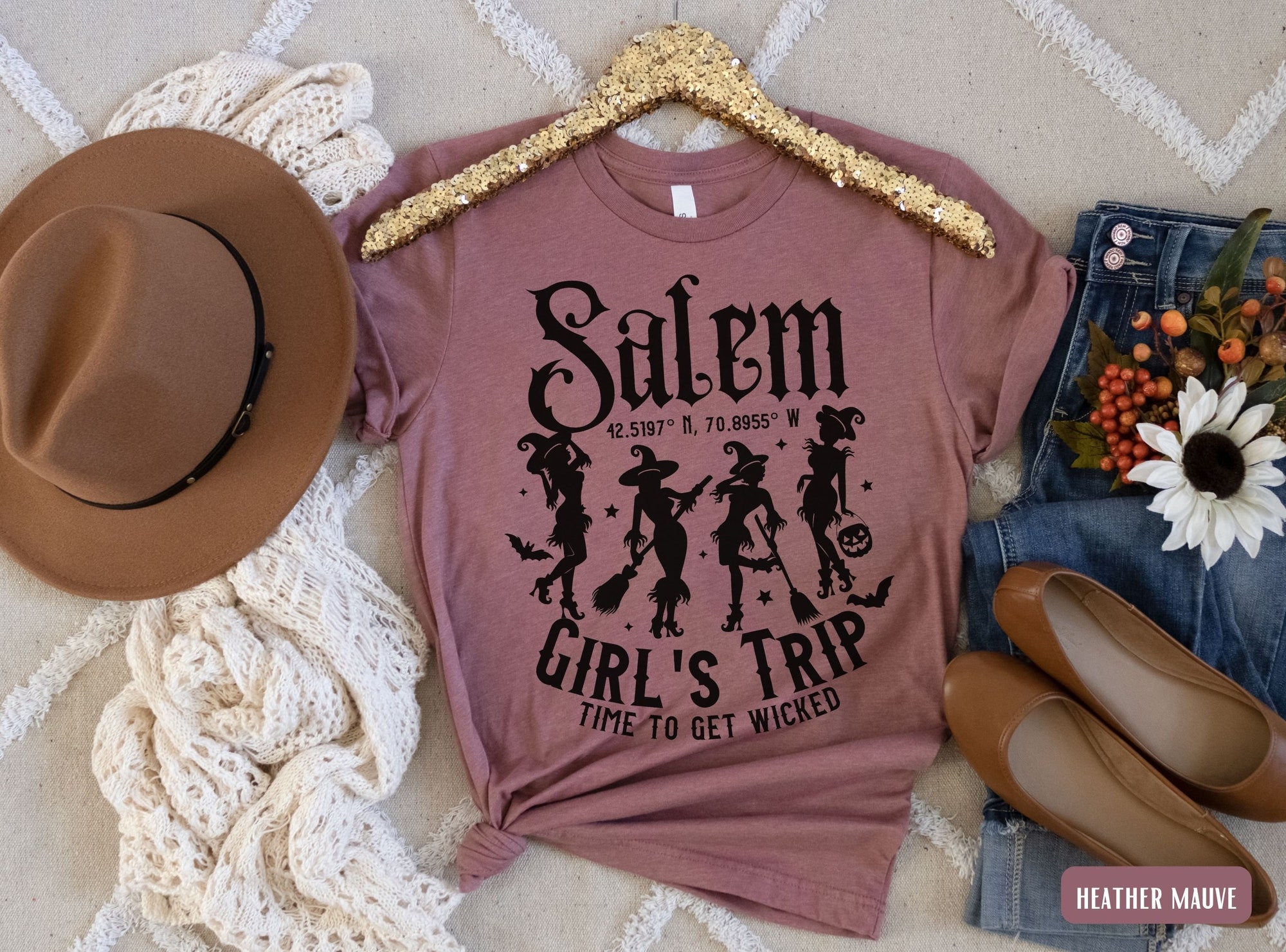 Witchy Girls Trip & Salem Witch Bachelorette Halloween Tees image 4