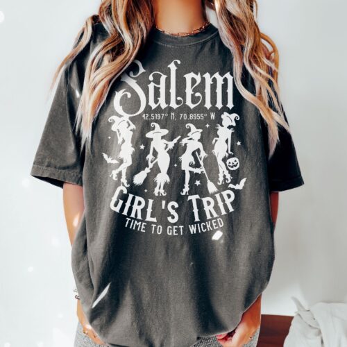 Vintage Witch & Salem Girls Trip Bachelorette Shirts image 0