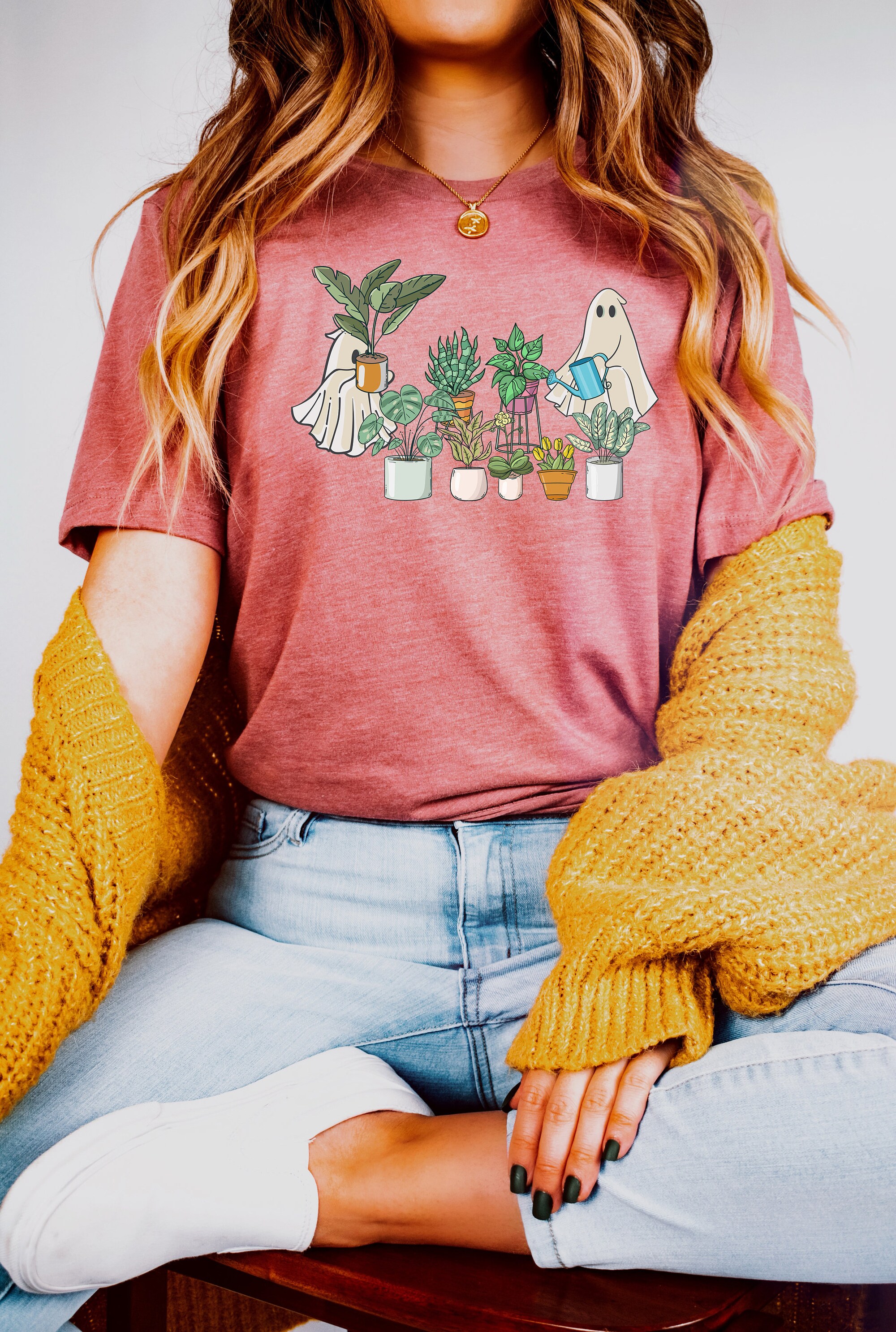 Spooky & Fun: Plant Lady Ghost Sweatshirt for Halloween & Fall image 2