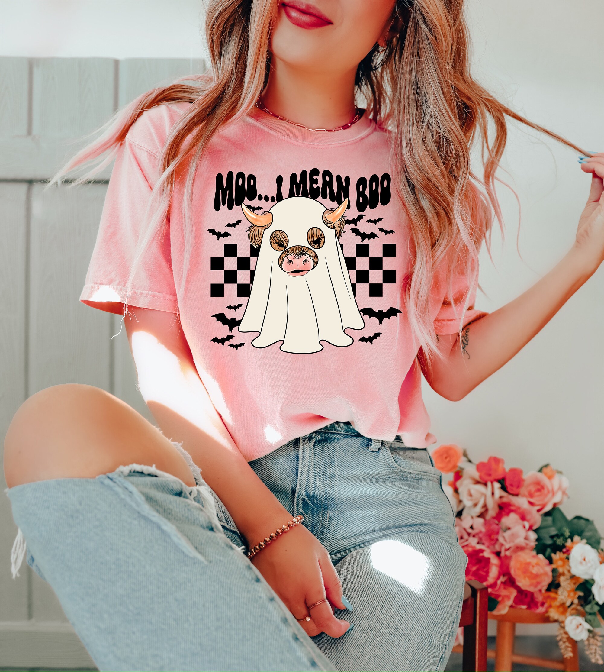 Spooky Highland Cow: Halloween Shirt & Gifts - Moo I Mean Boo image 1