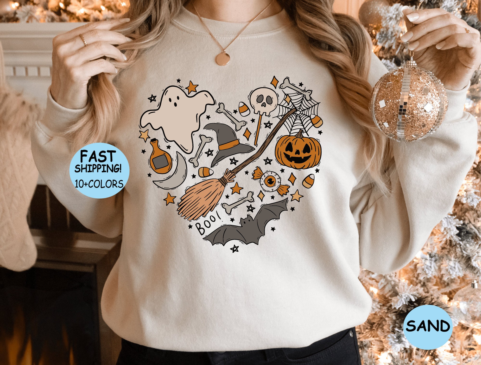 Halloween Heart Doodles Cute Sweatshirt image 5