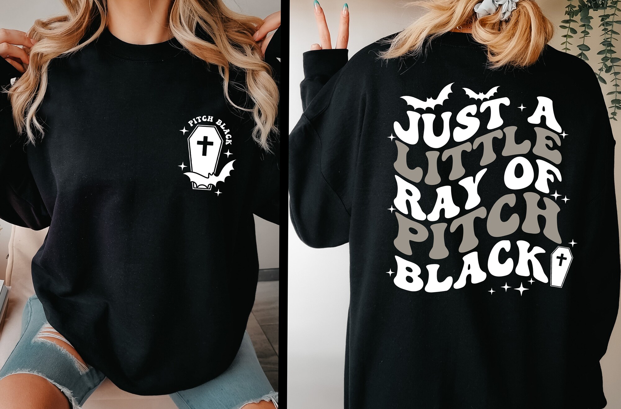 Just A Little Ray Of Pitch Black Sweatshirt Funny Halloween T-shirt image 4