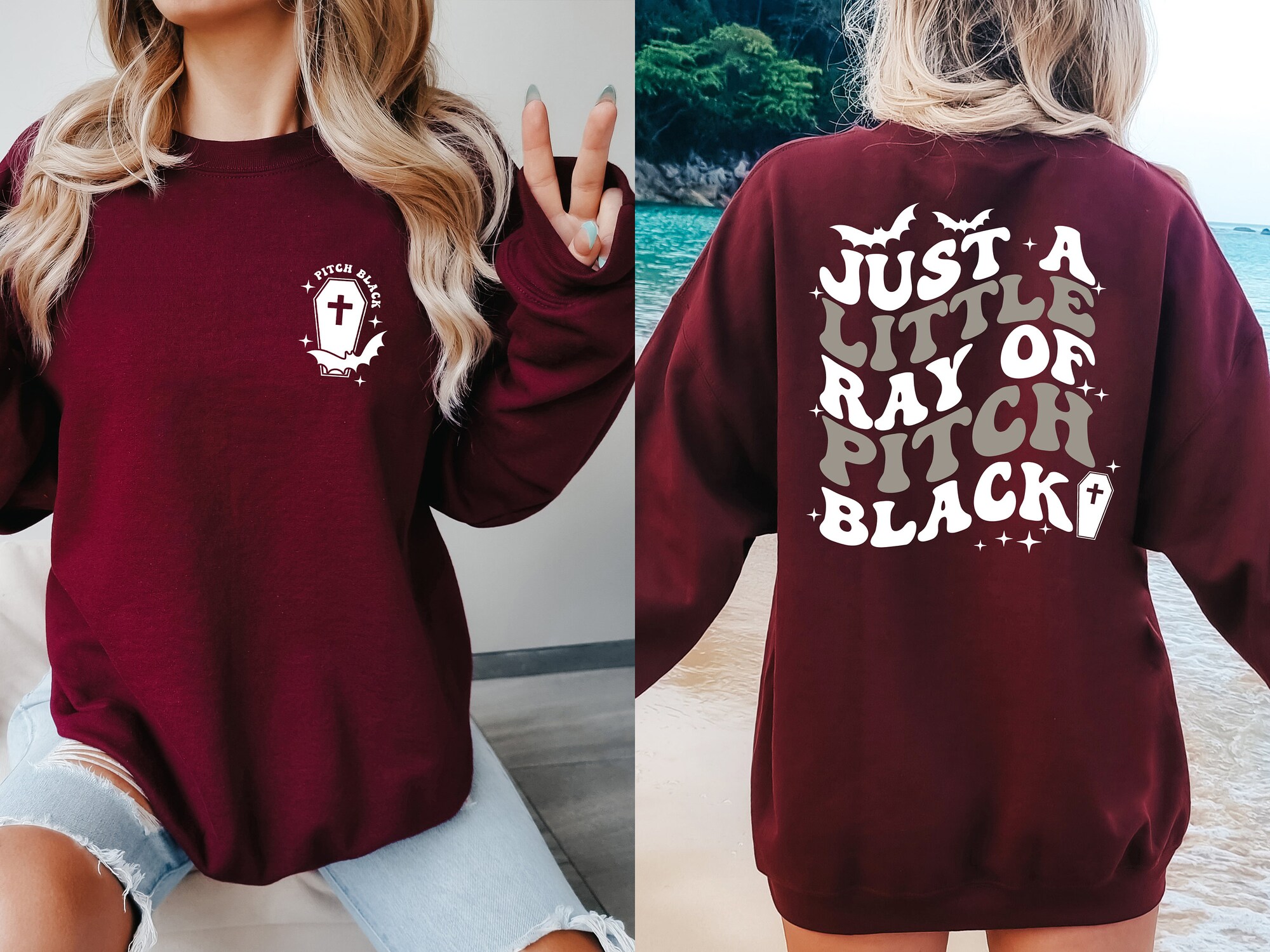 Just A Little Ray Of Pitch Black Sweatshirt Funny Halloween T-shirt image 2