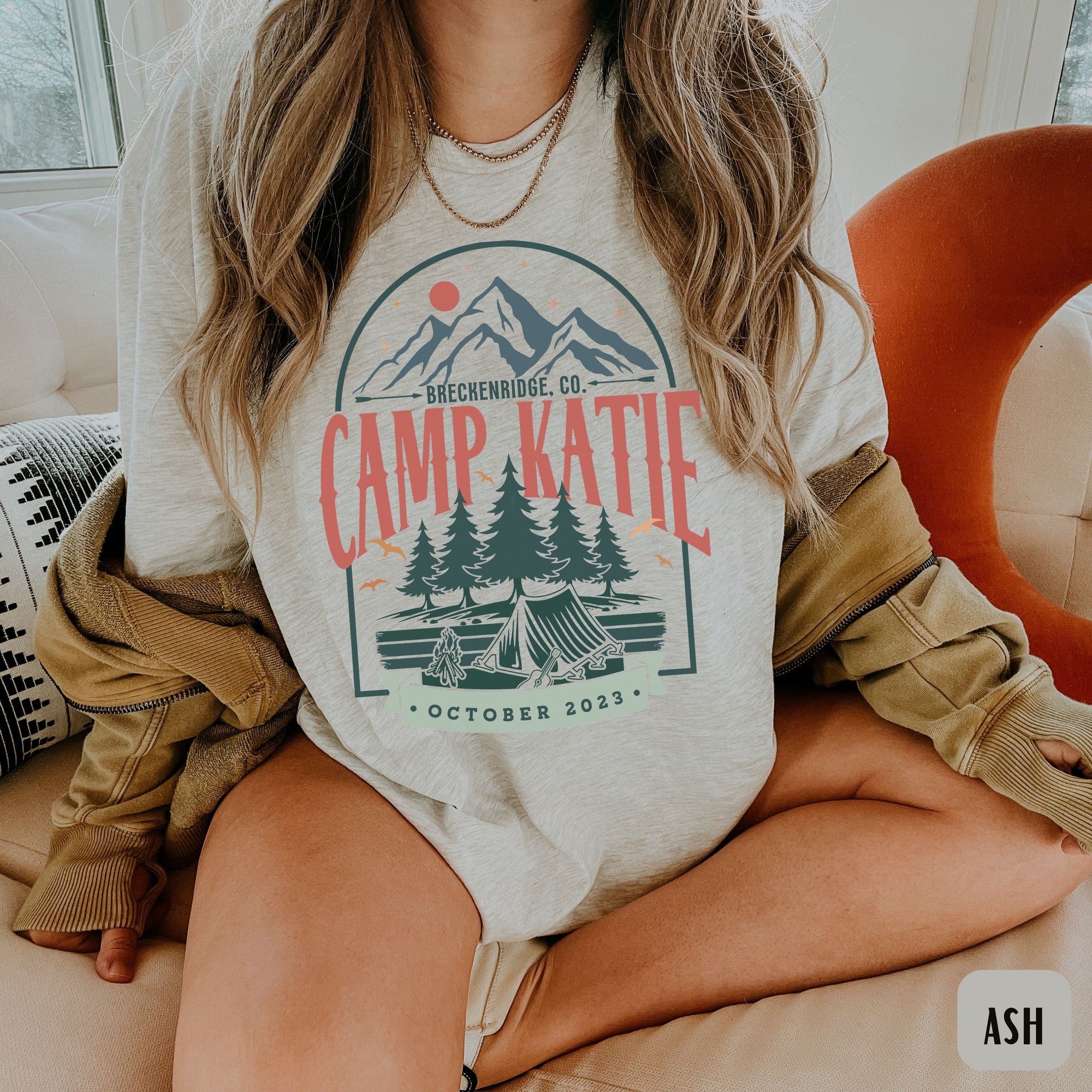 Custom Camp Bachelorette Tees - Retro Mountain & Lake Bridal Party image 3