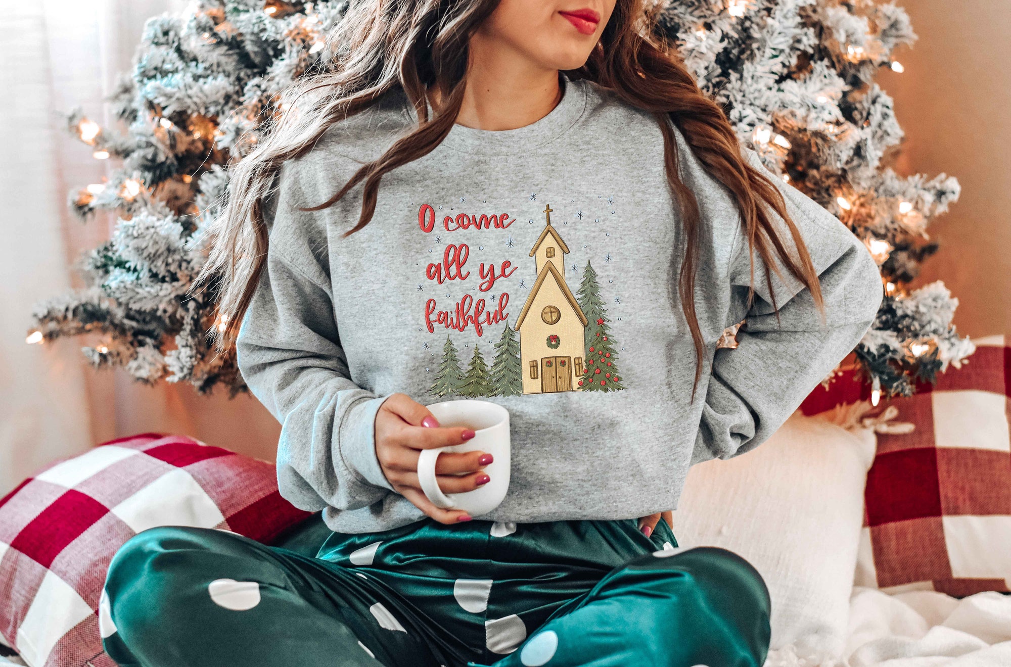 O Come Christmas Season Sweatshirt: Christian Nativity Story Tee Religious Gift image 2