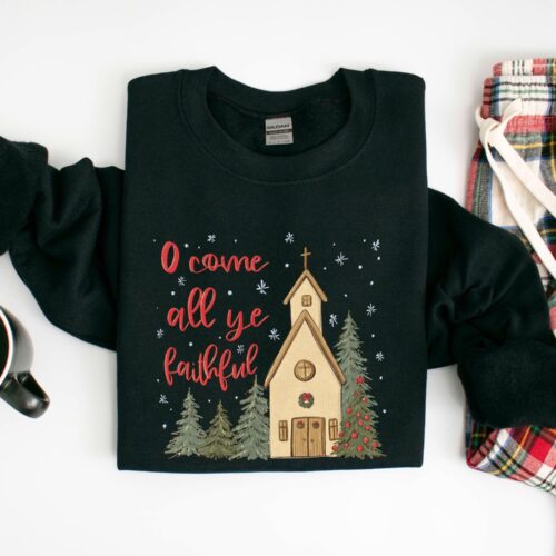 O Come Christmas Season Sweatshirt: Christian Nativity Story Tee Religious Gift image 0