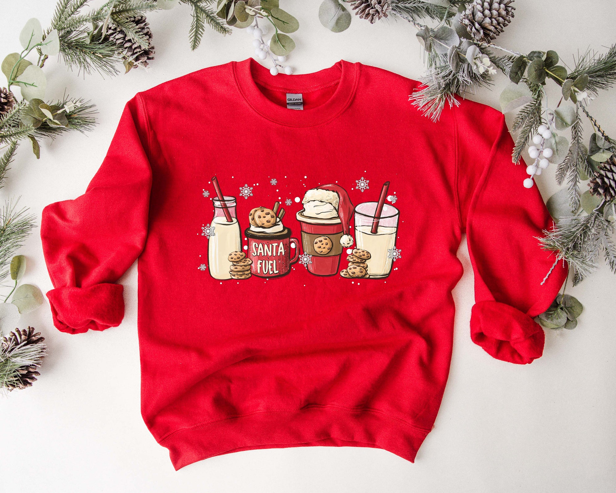 Santa Fuel Sweatshirt: Milk and Cookies Latte Shirt Funny Christmas Gifts image 1