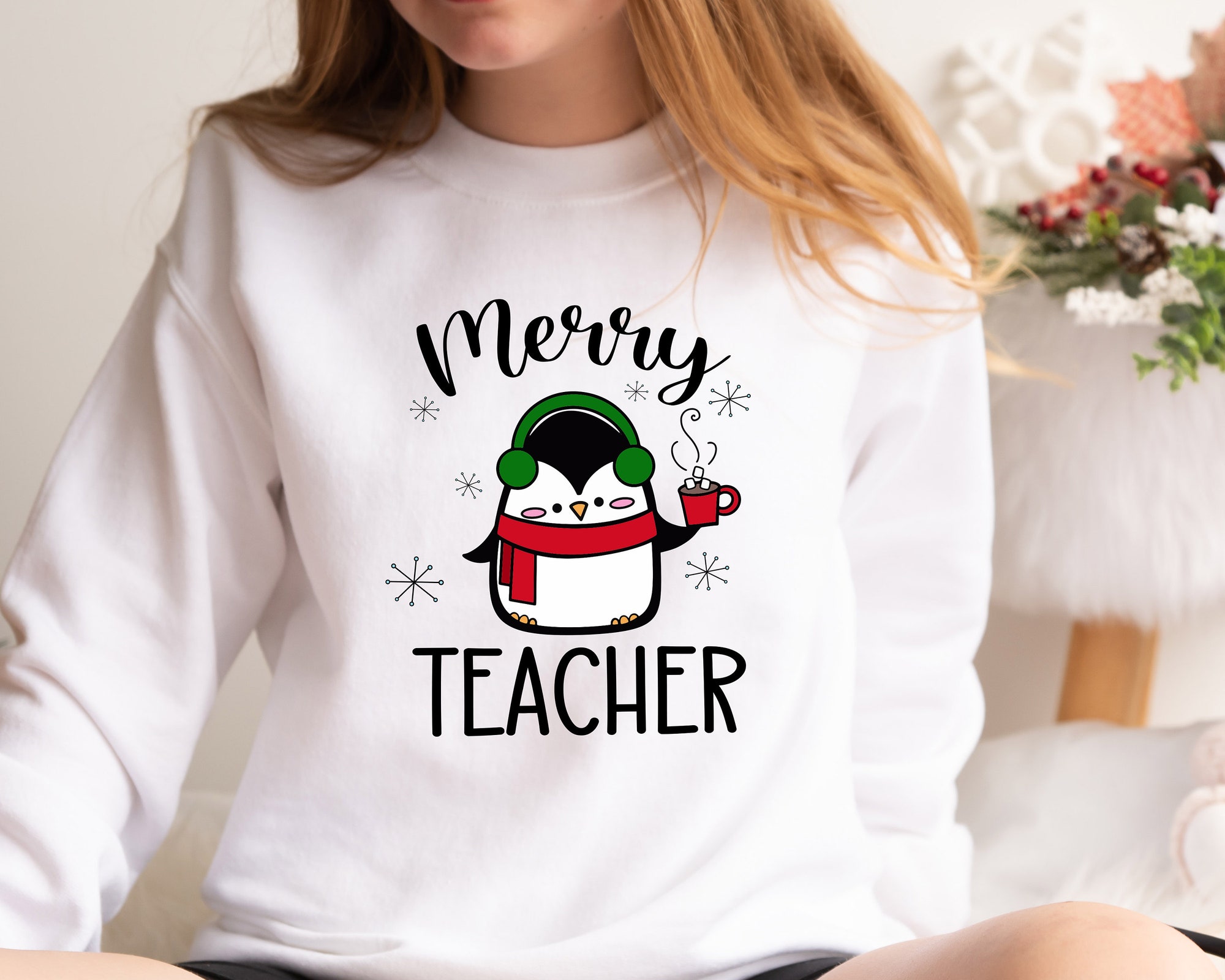 Merry Christmas Teacher Sweatshirt | Gift for Teachers image 3